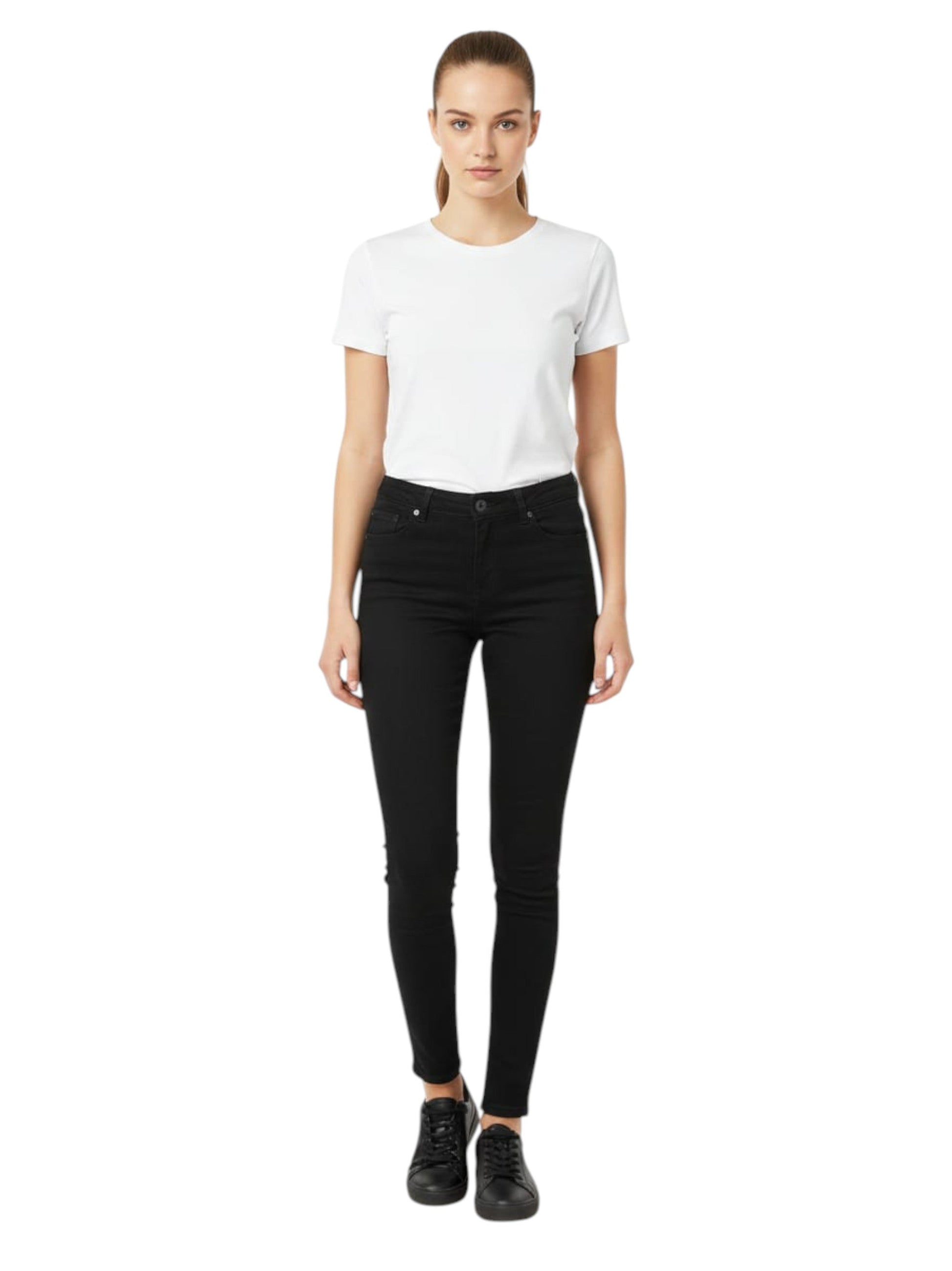 Women's Plain Solid Jeans,Black