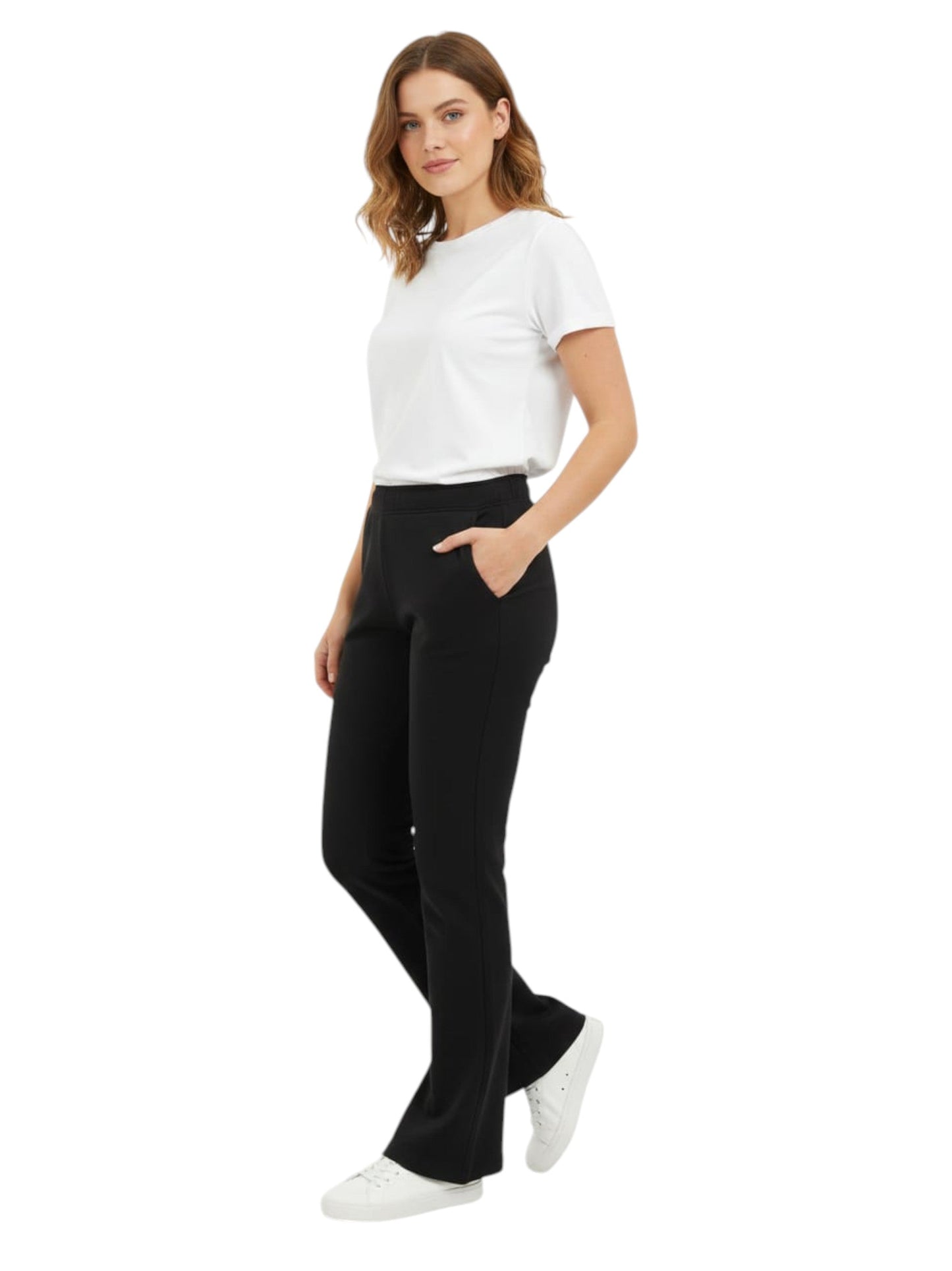 Women's Plain Solid Pant,Black