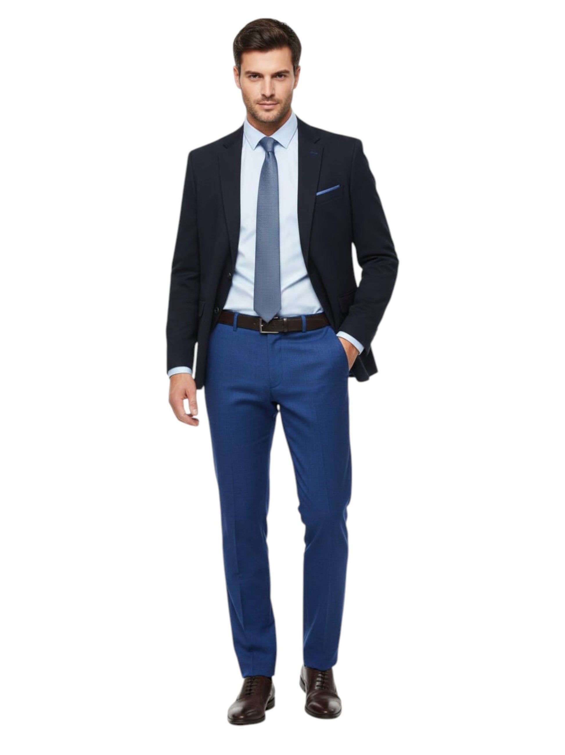 Men's Plain Solid Classic Pant,Blue