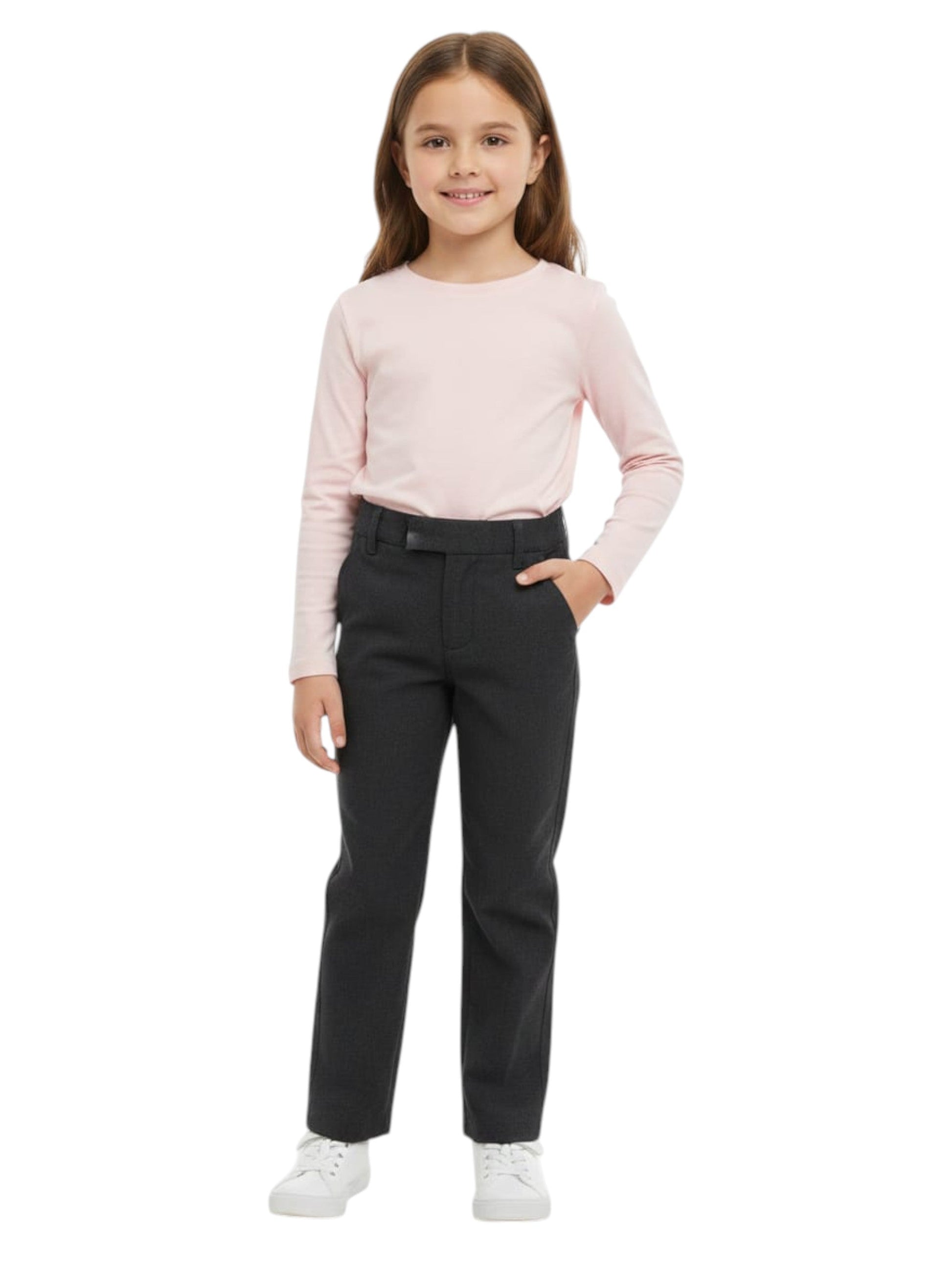 Kids Girl's Plain Solid Classic Pant,Grey