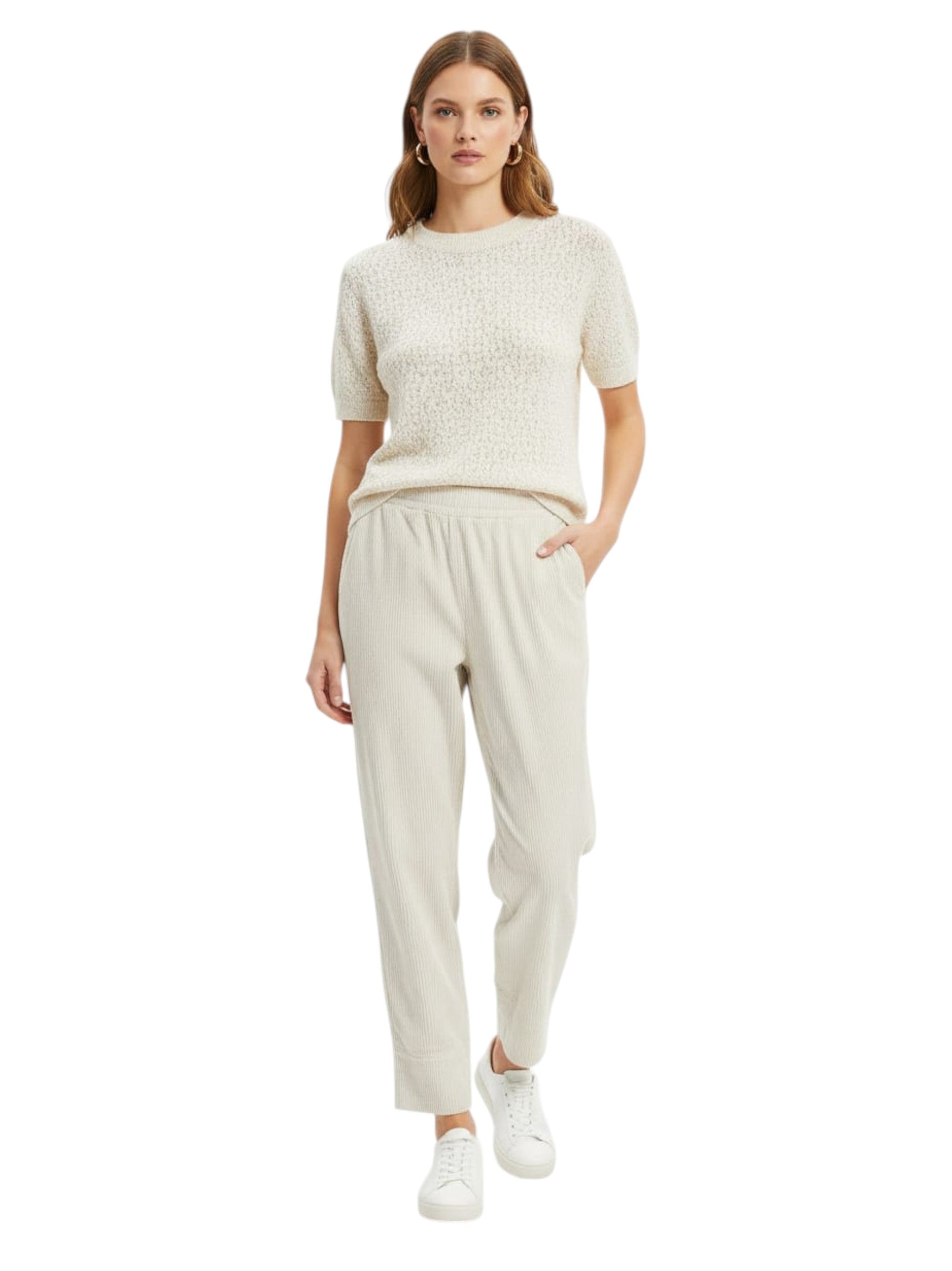 Women's Ribbed Pant,Beige