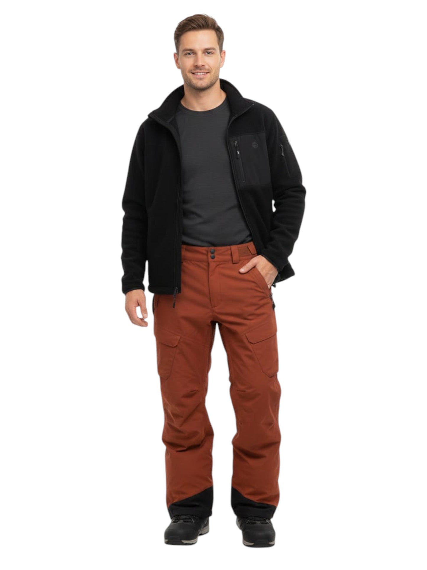 Men's Plain Ski Pant,Dark Brick