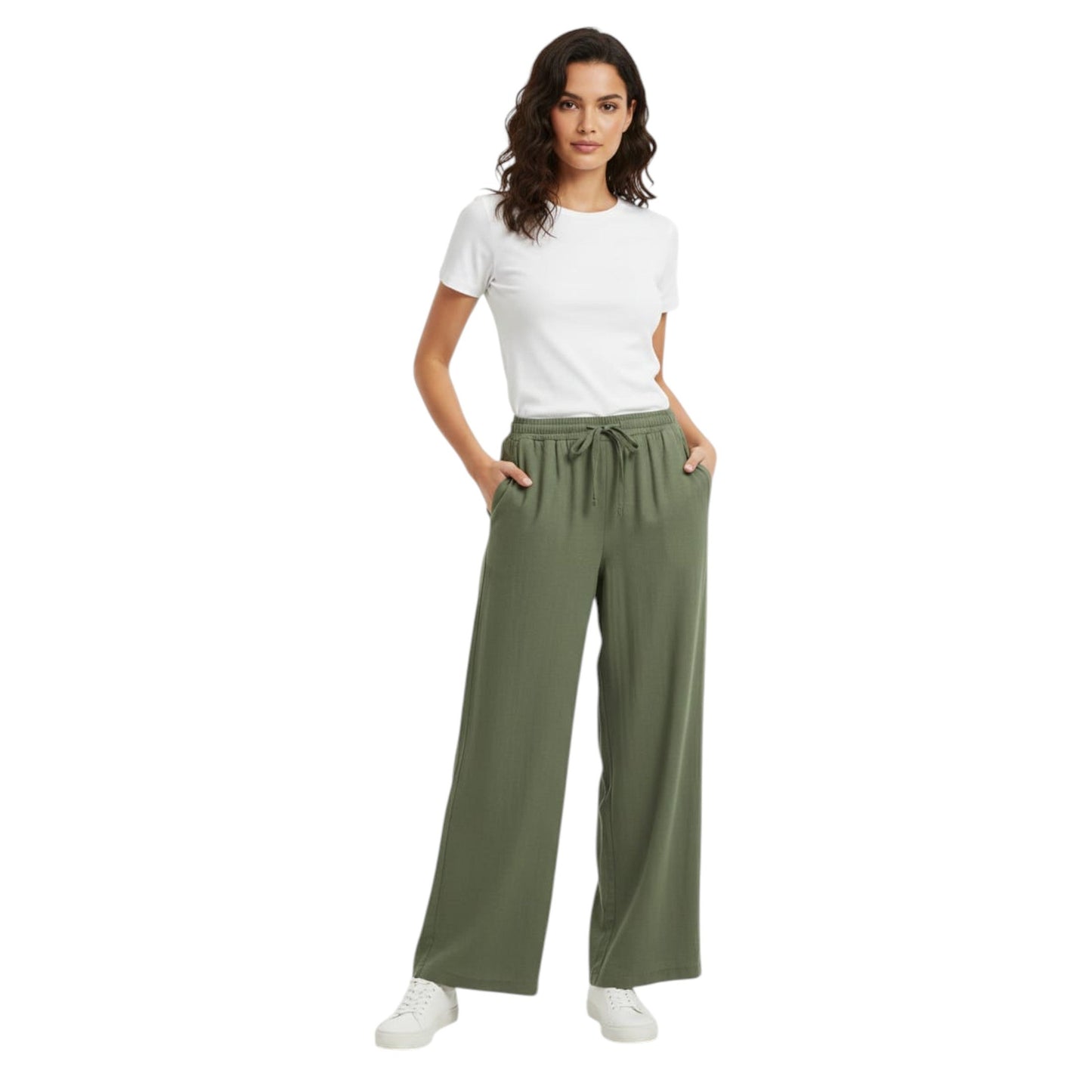Women's Plain Solid Pant,Olive