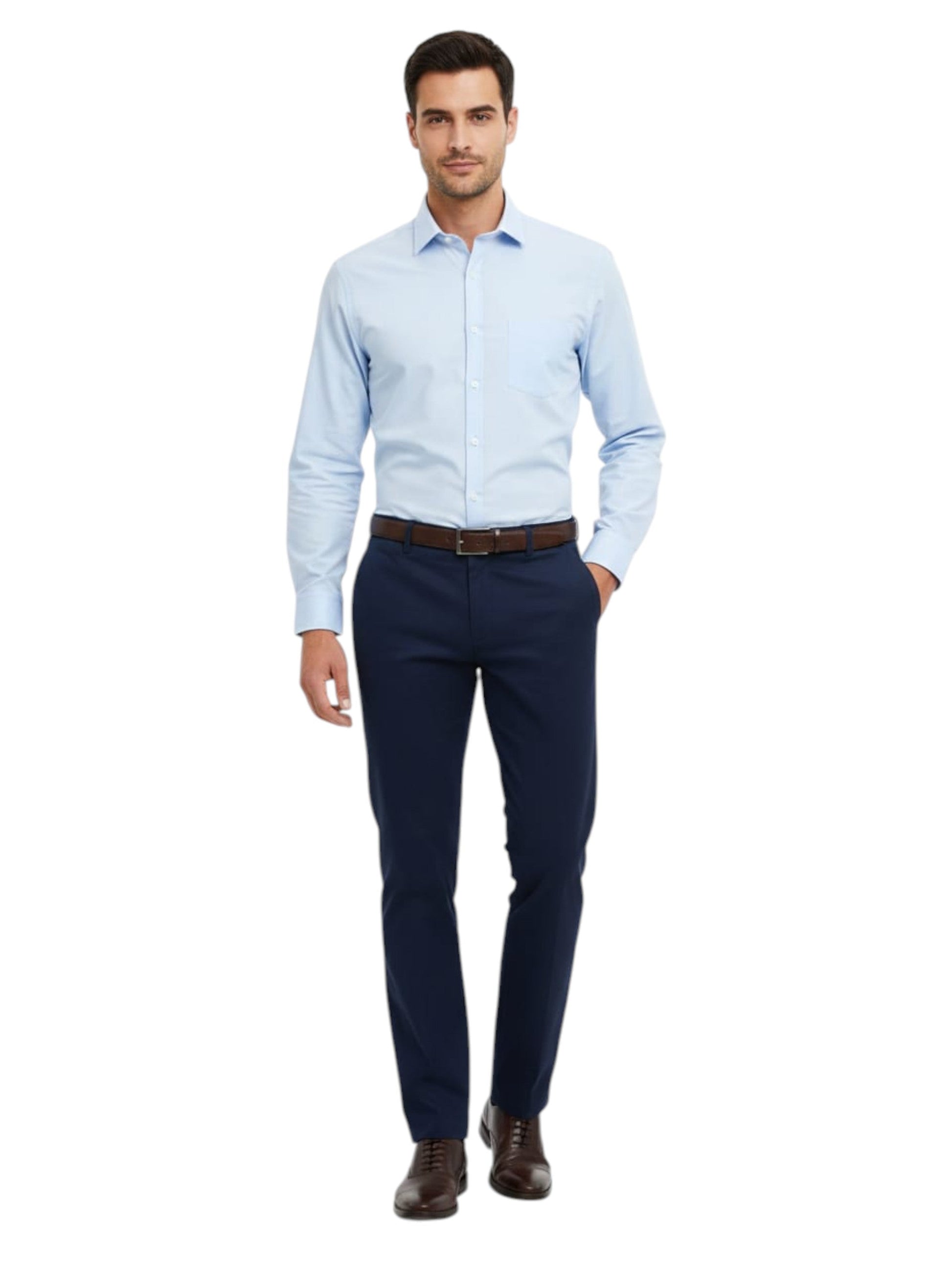 Men's Plain Solid Classic Pant,Navy