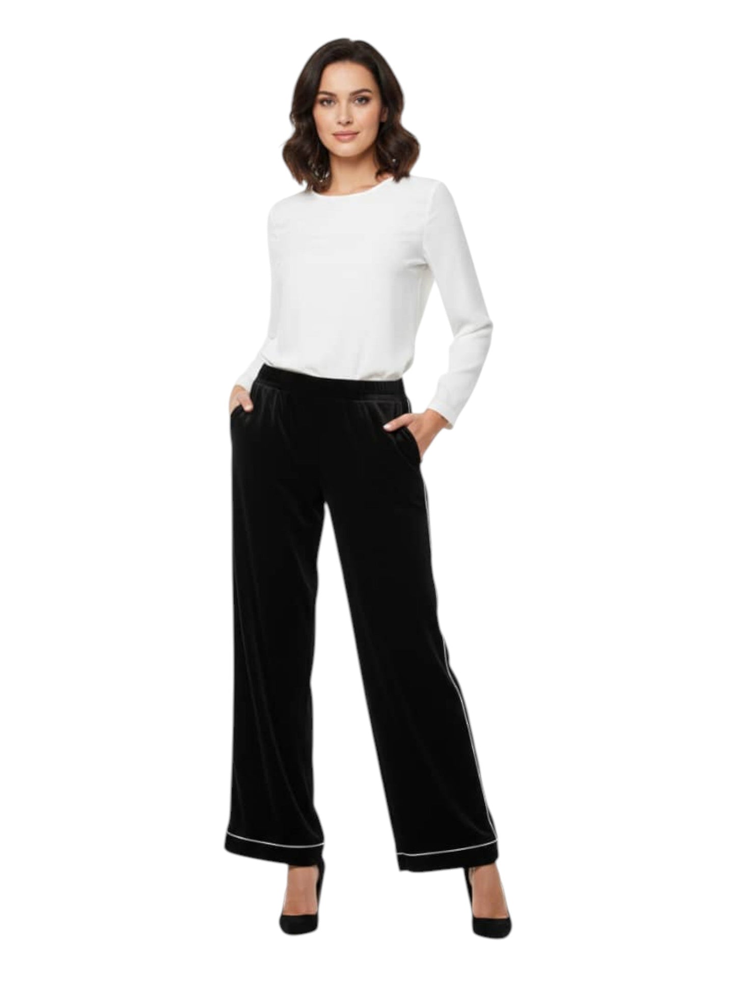 Women's Plain Velvet Pant,Black