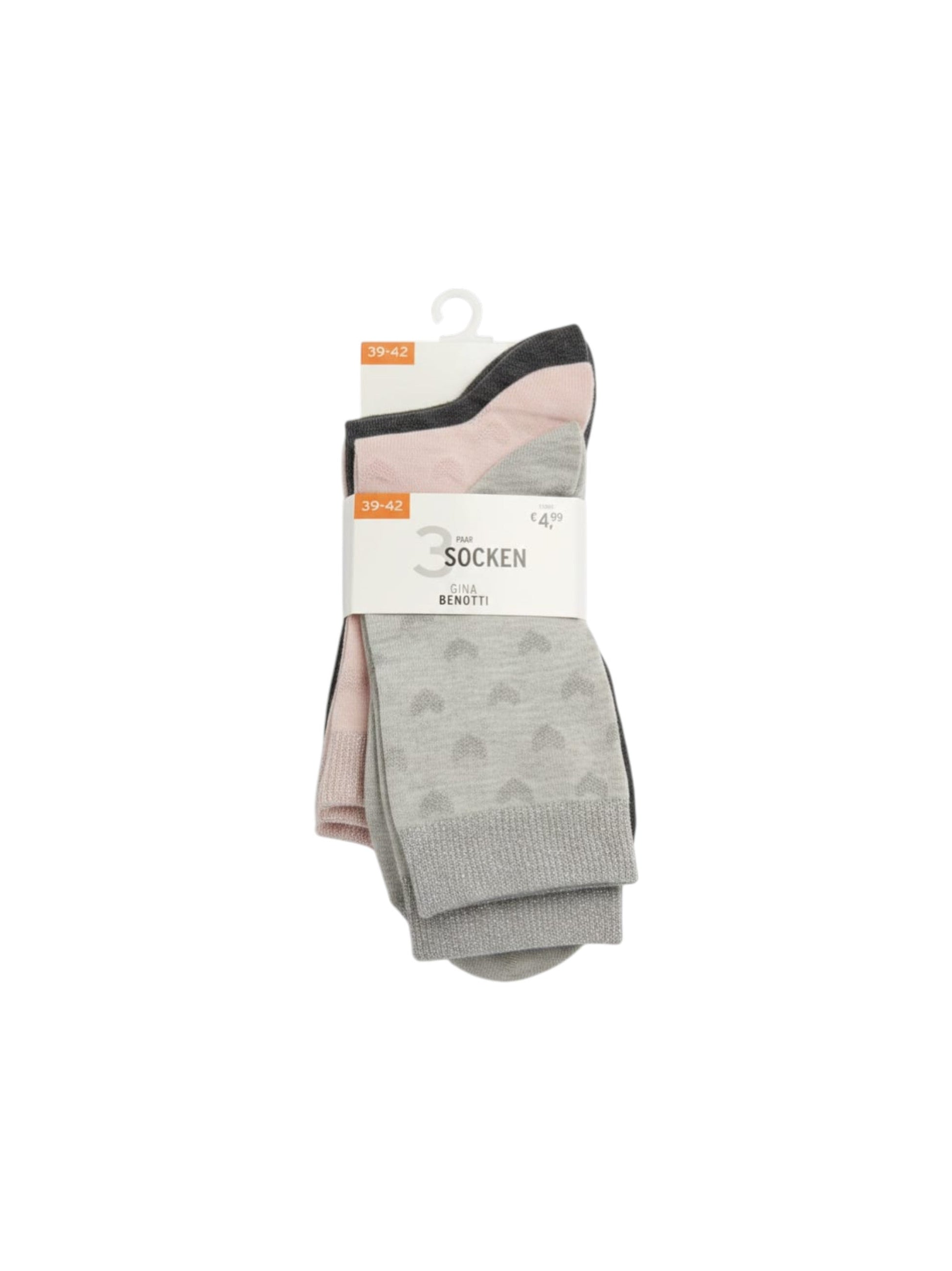 Women's Printed Socks Set 3Pieces,Pink/Grey