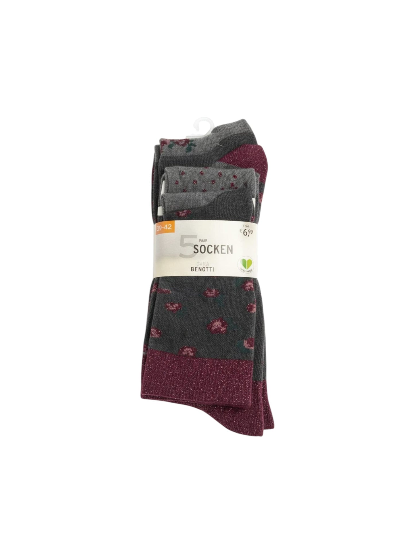 Women's Printed Socks Set 5pieces,Grey