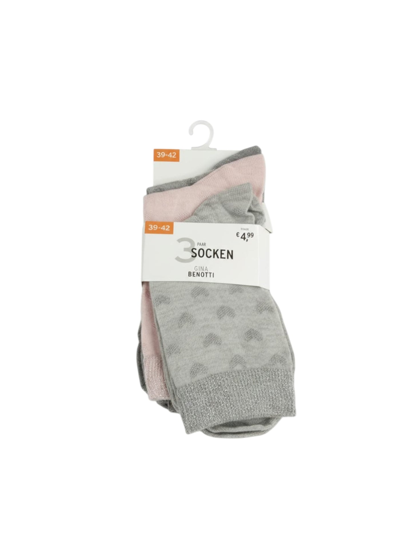 Women's Heart Printed Socks Set 3pieces,Pink/Grey