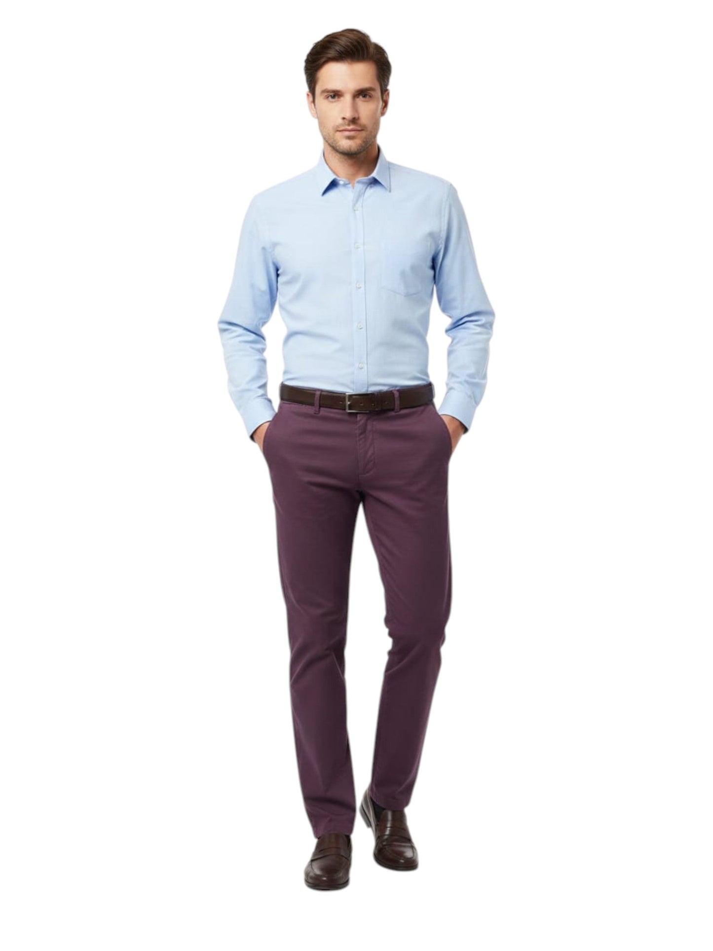 Men's Plain Solid Classic Pant,Purple