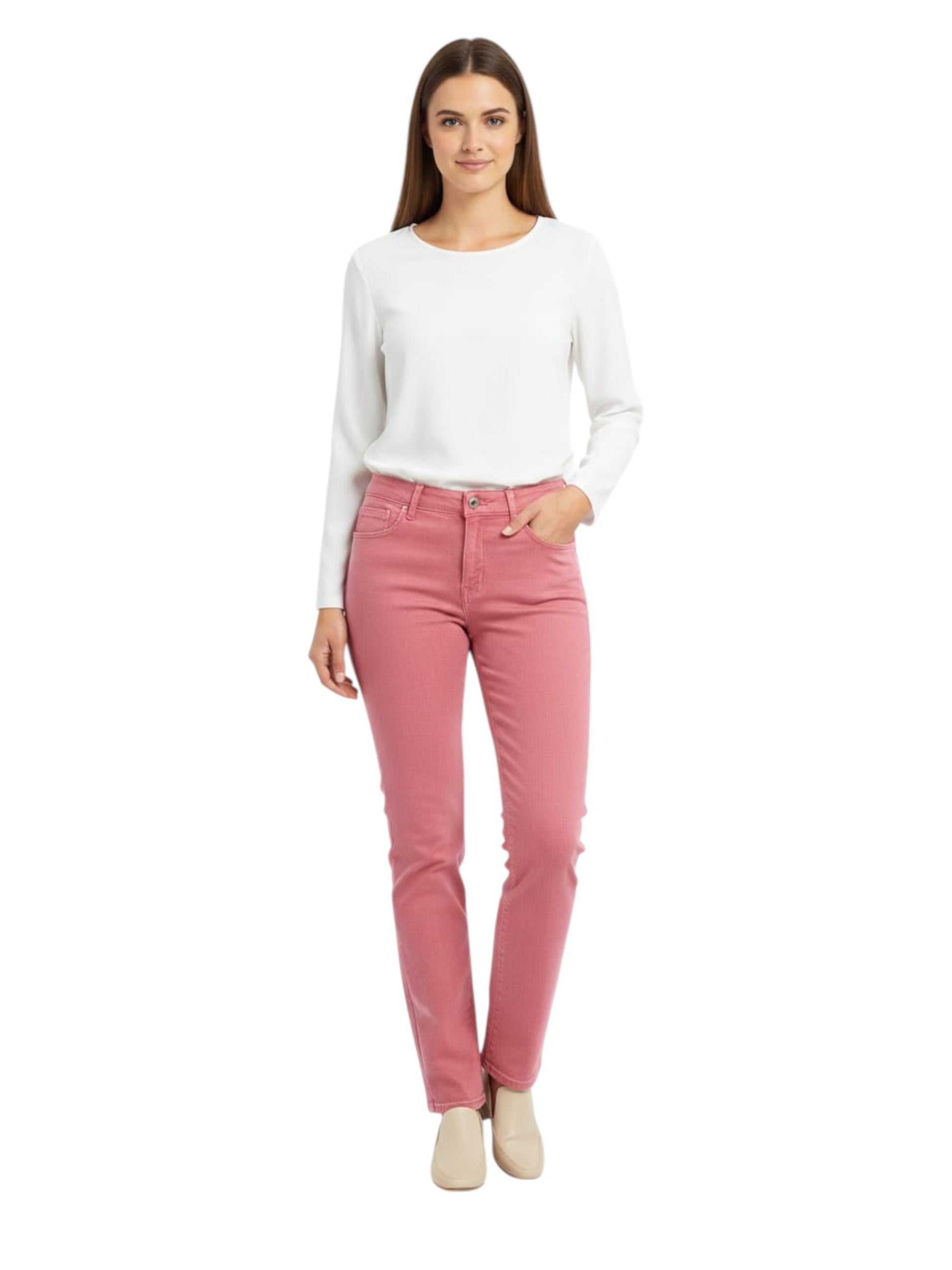 Women's Plain Solid Jeans,Pink