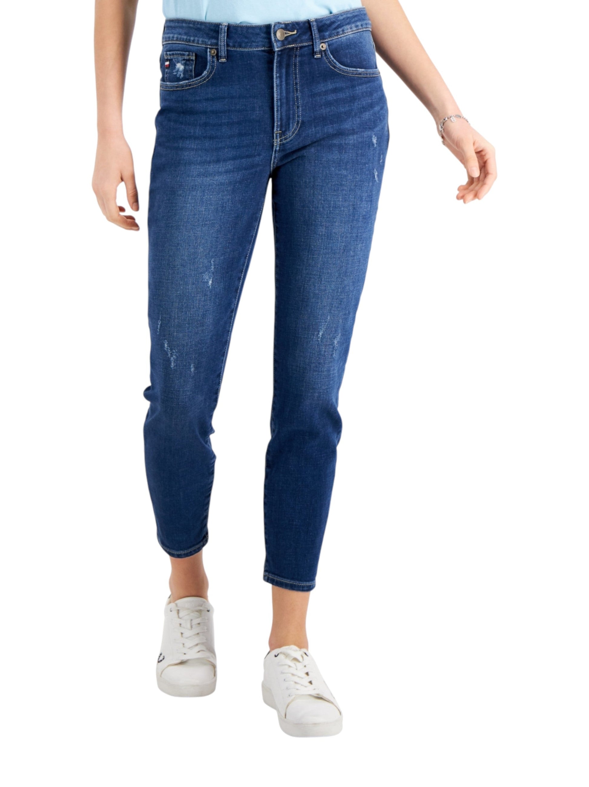 Women's Washed Ripped Jeans,Blue