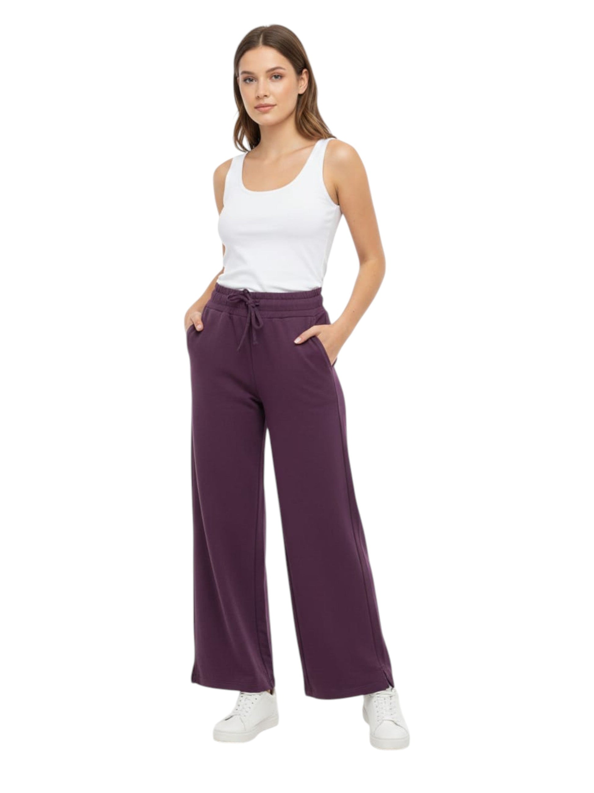 Women's Plain Solid Pant,Dark Purple