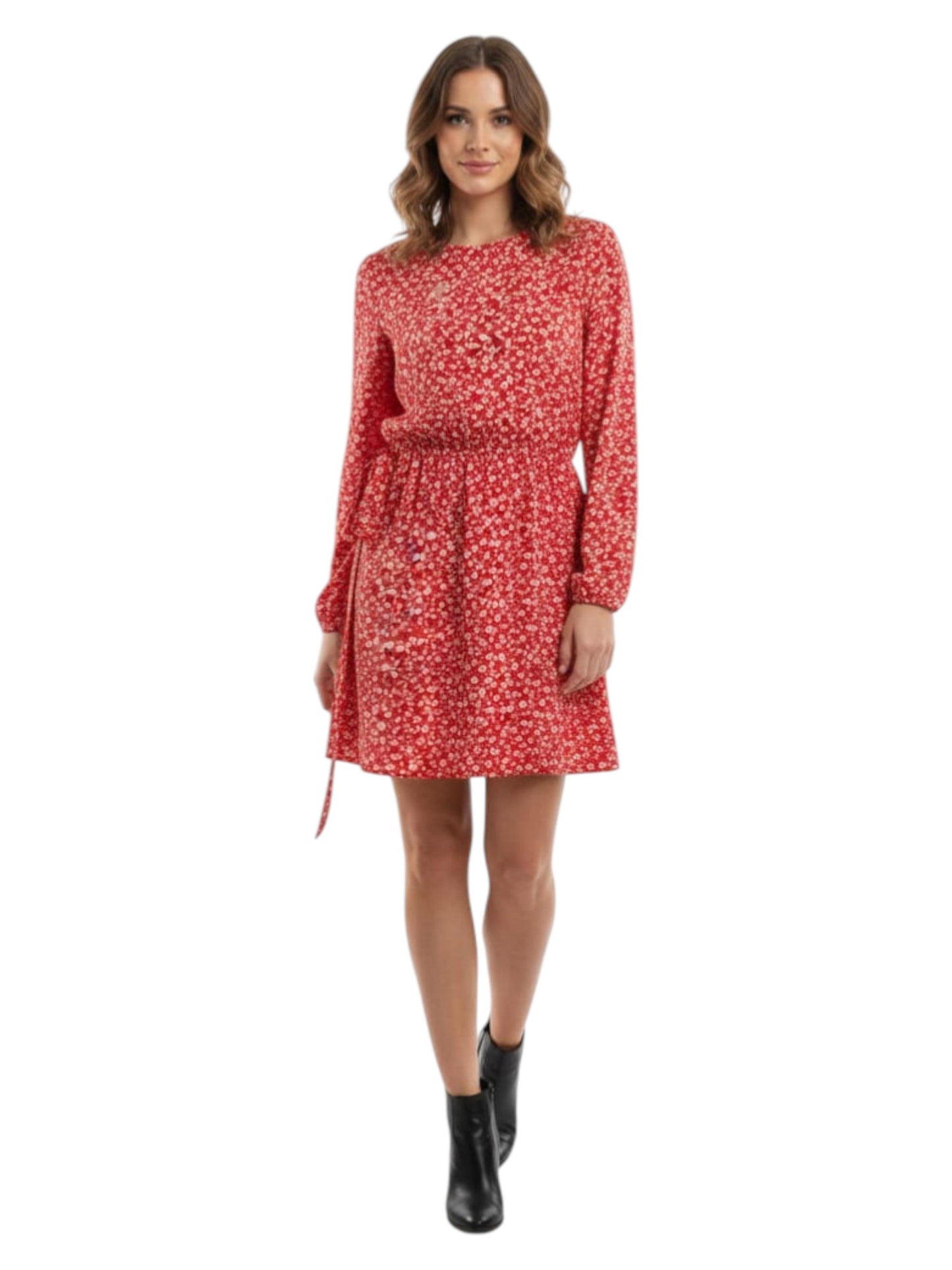 Women's Floral Printed Dress,Red