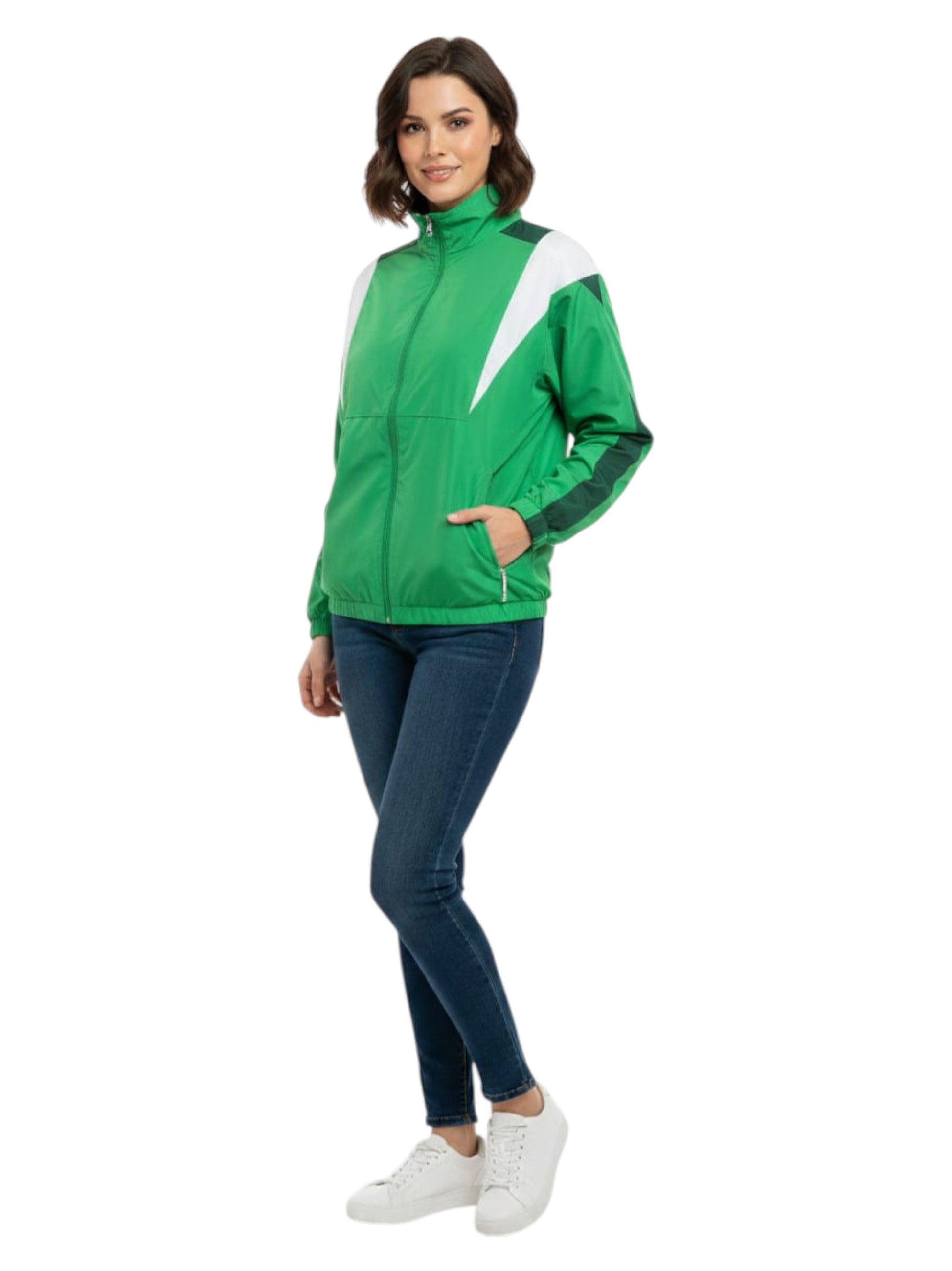 Women's Colorblocked Jacket,Green