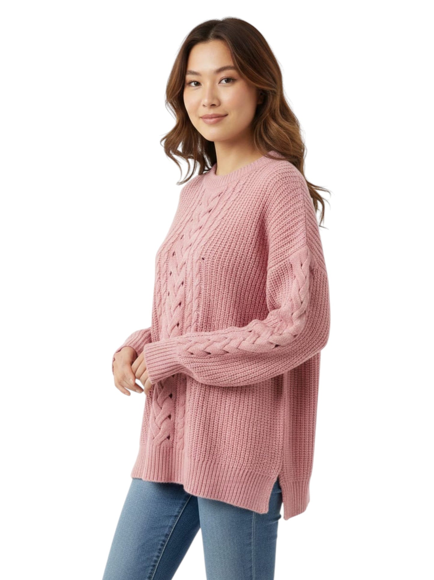 Women's Open Knitted Sweaters,Pink