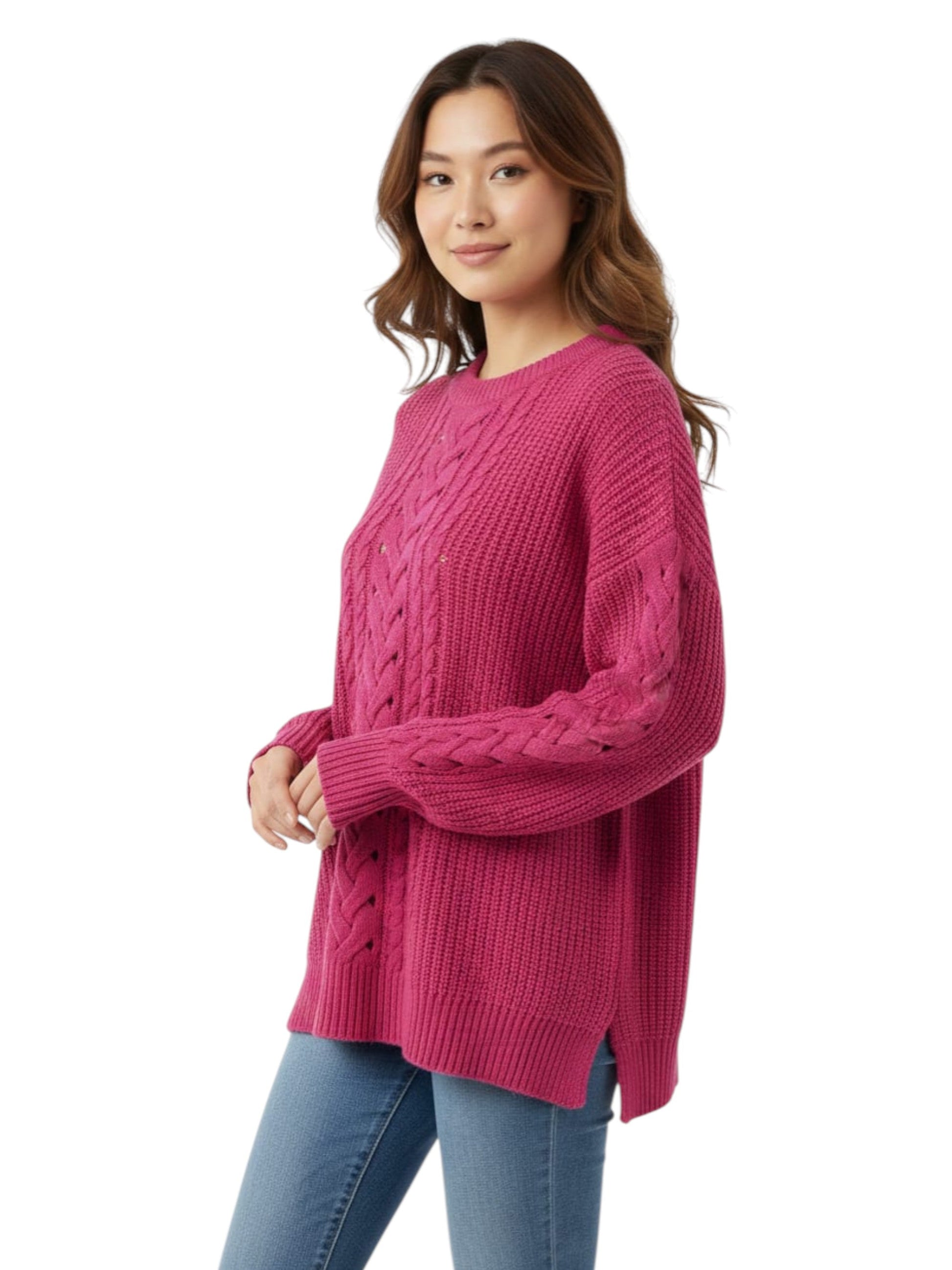 Women's Open Knitted Sweaters,Purple