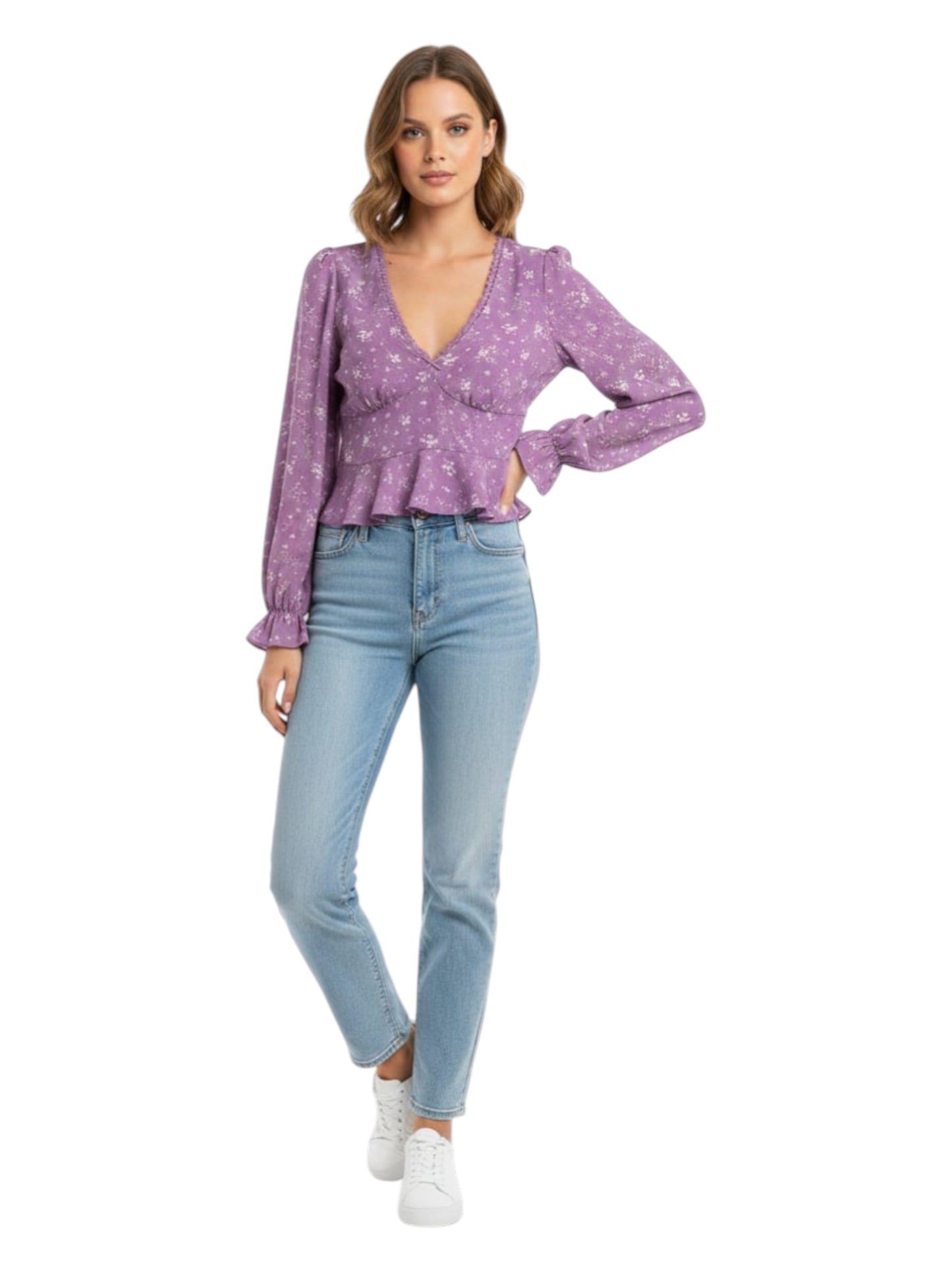 Women's Floral printed Top,Purple