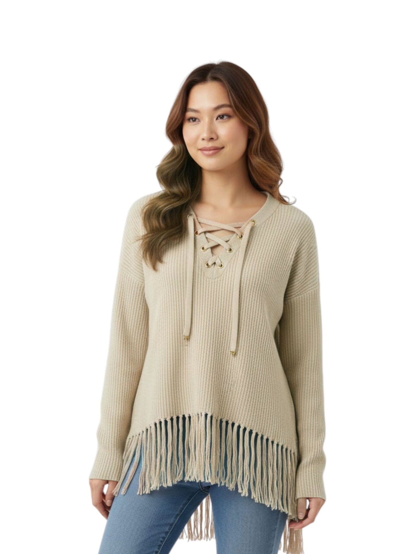 Women's Ribbed Top,Beige