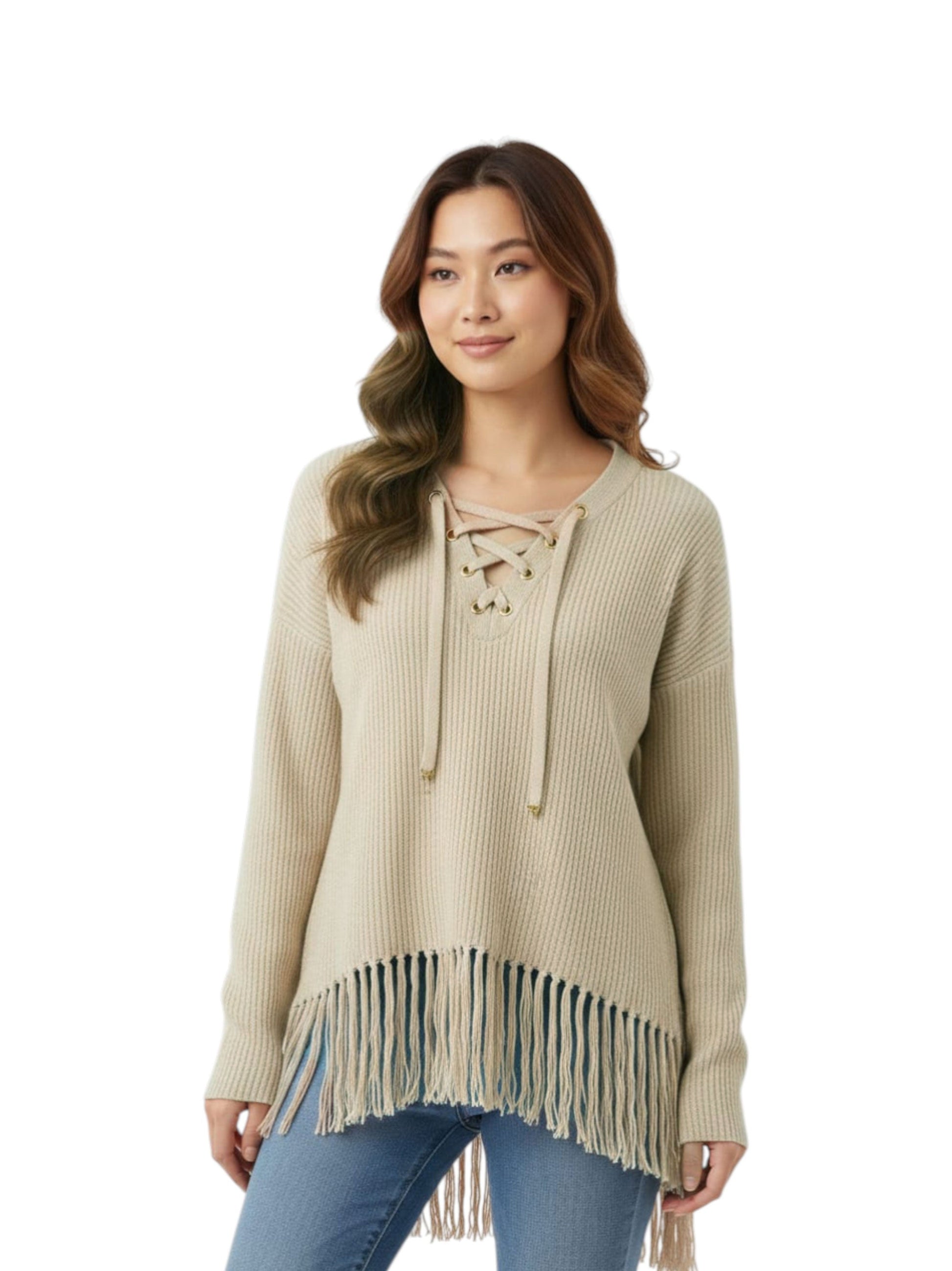 Women's Ribbed Top,Beige