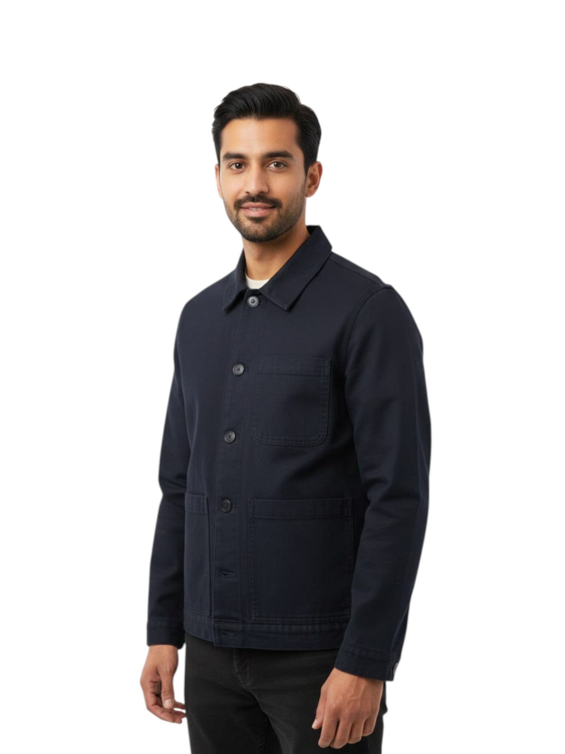 Men's Plain Solid Jacket,Navy