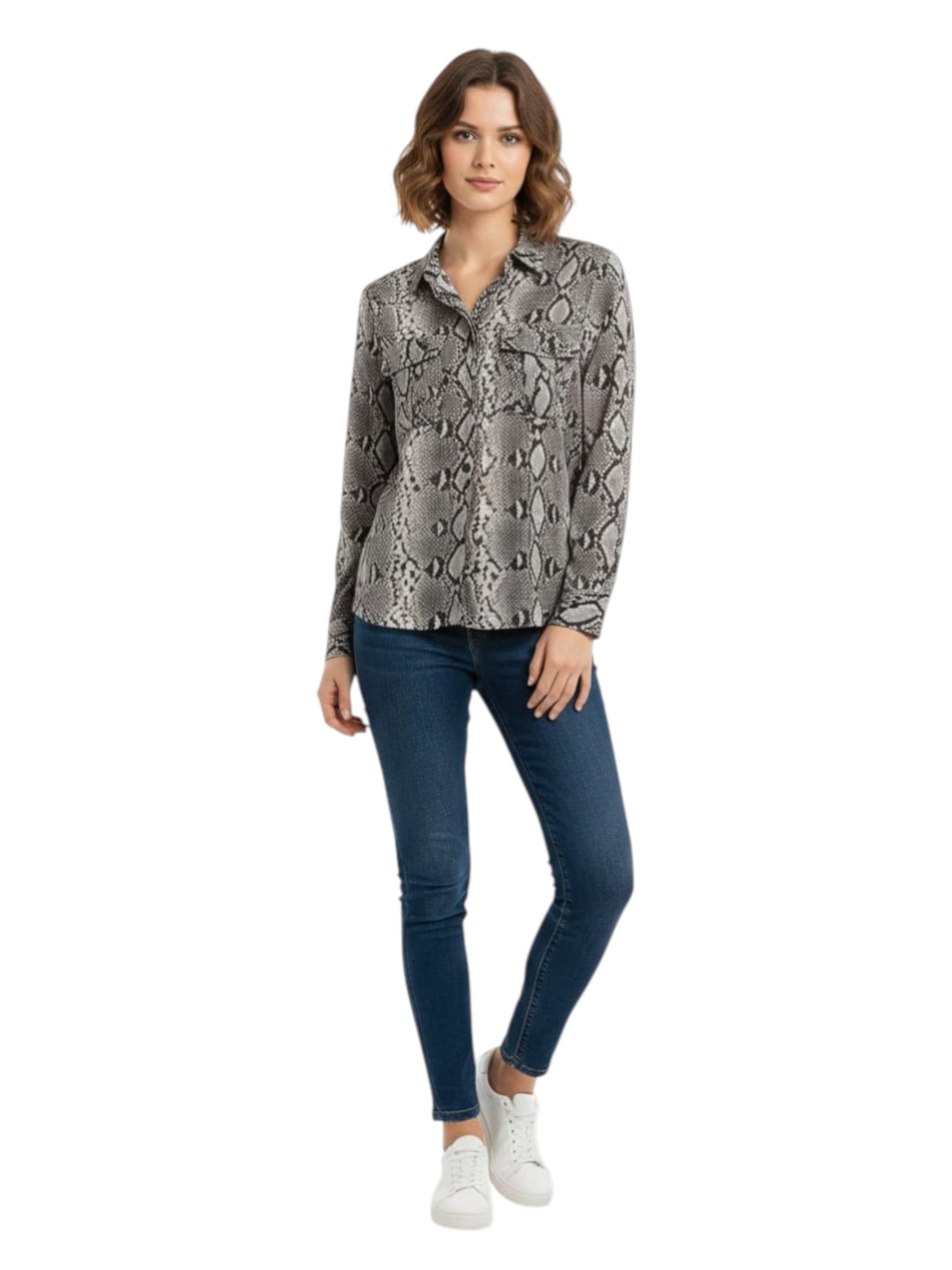 Women's Animal Printed Chemise,Black/White