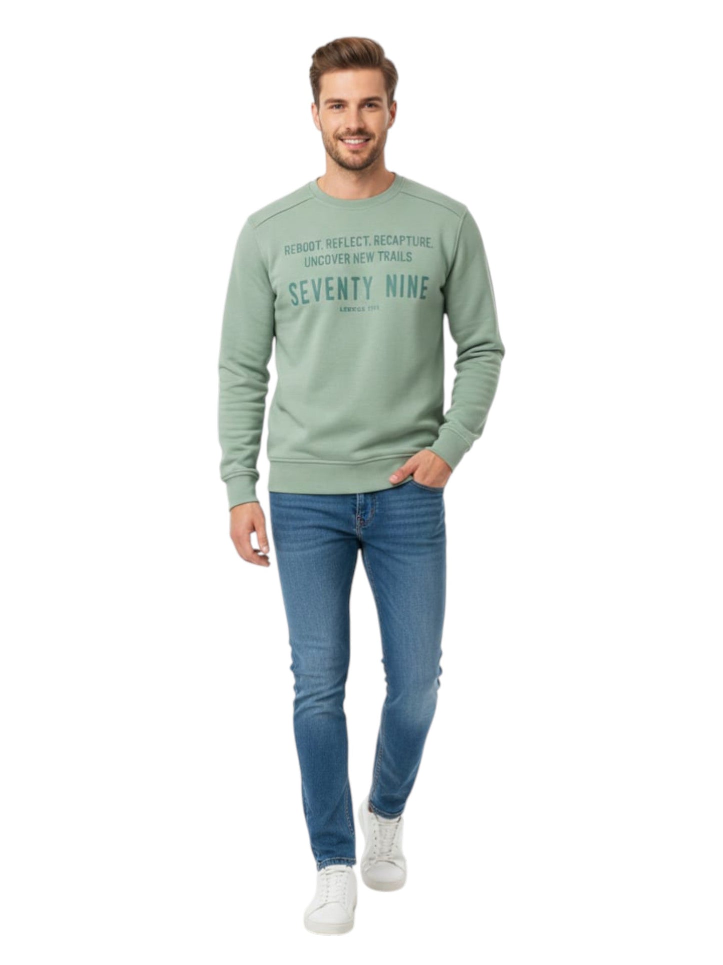 Men's Printed Sweaters,Light Mint