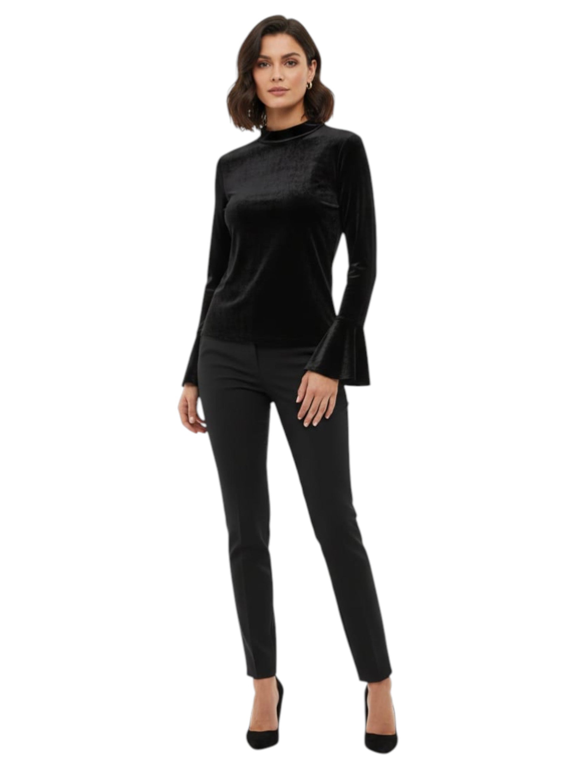 Women's Plain Velvet Top Open Back,Black