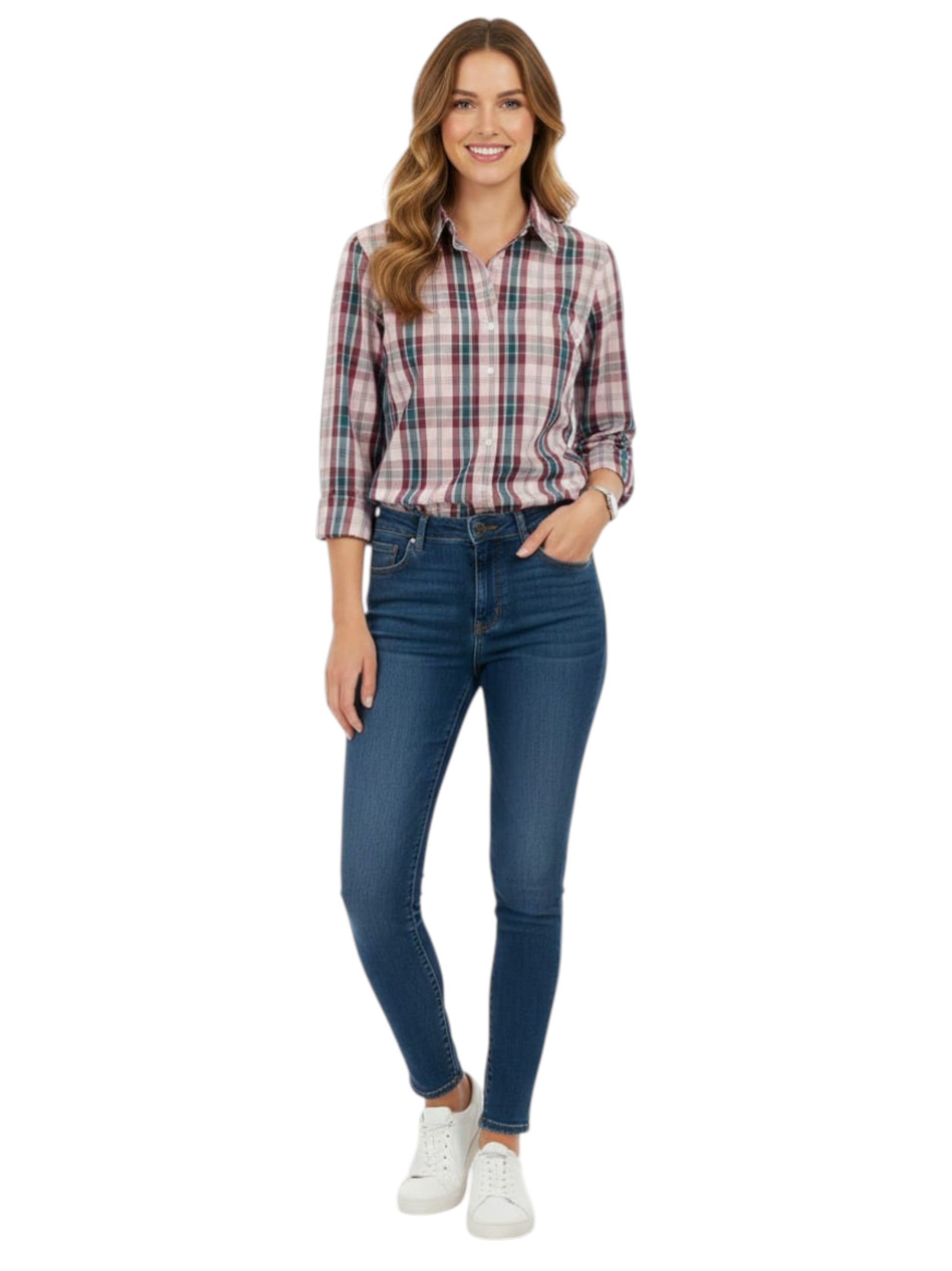 Women's Plaid Chemise,Multi