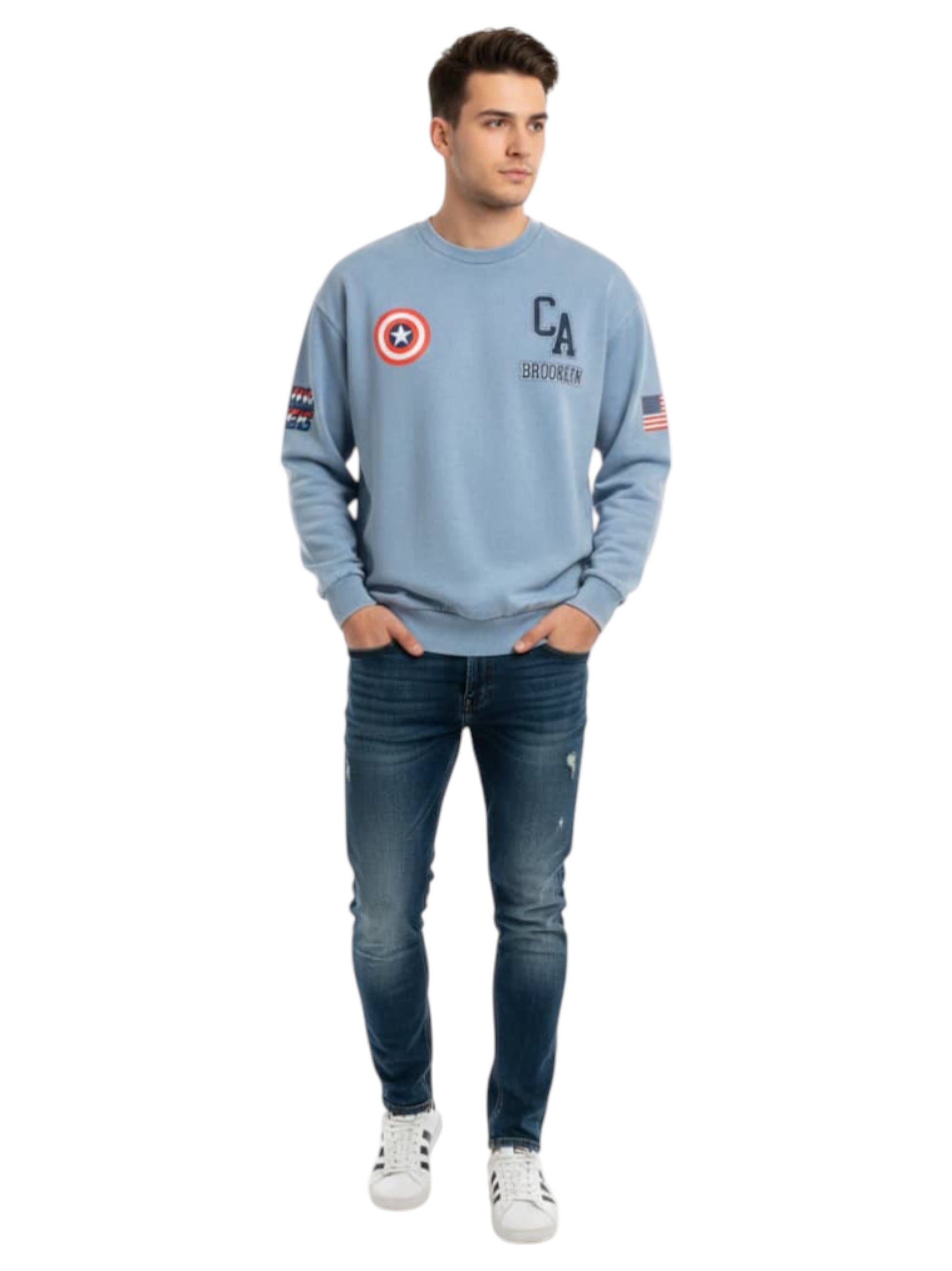 Men's Printed Sweaters,Light Blue
