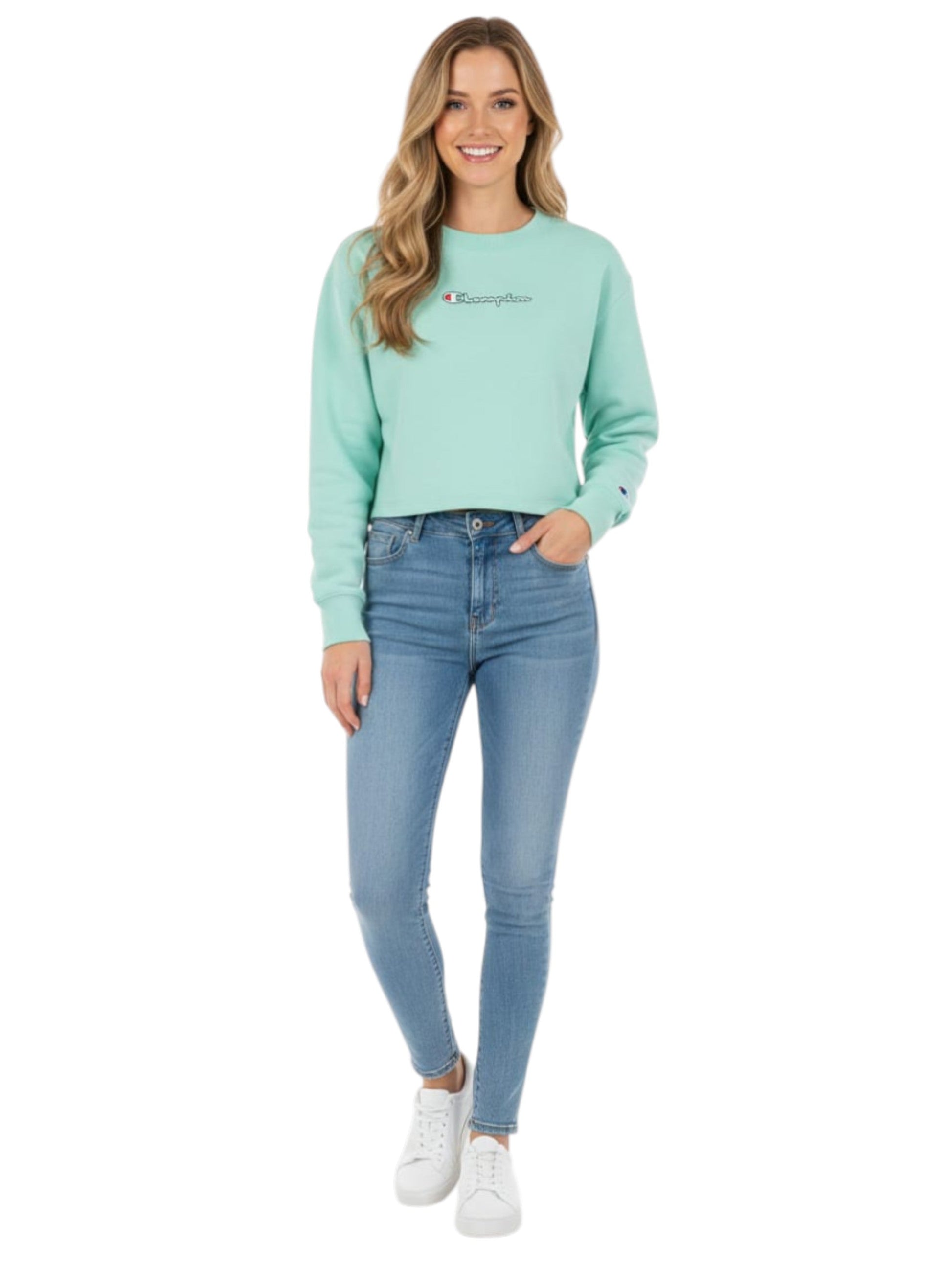 Women's Brand Logo Printed Sweaters,Light Turquoise
