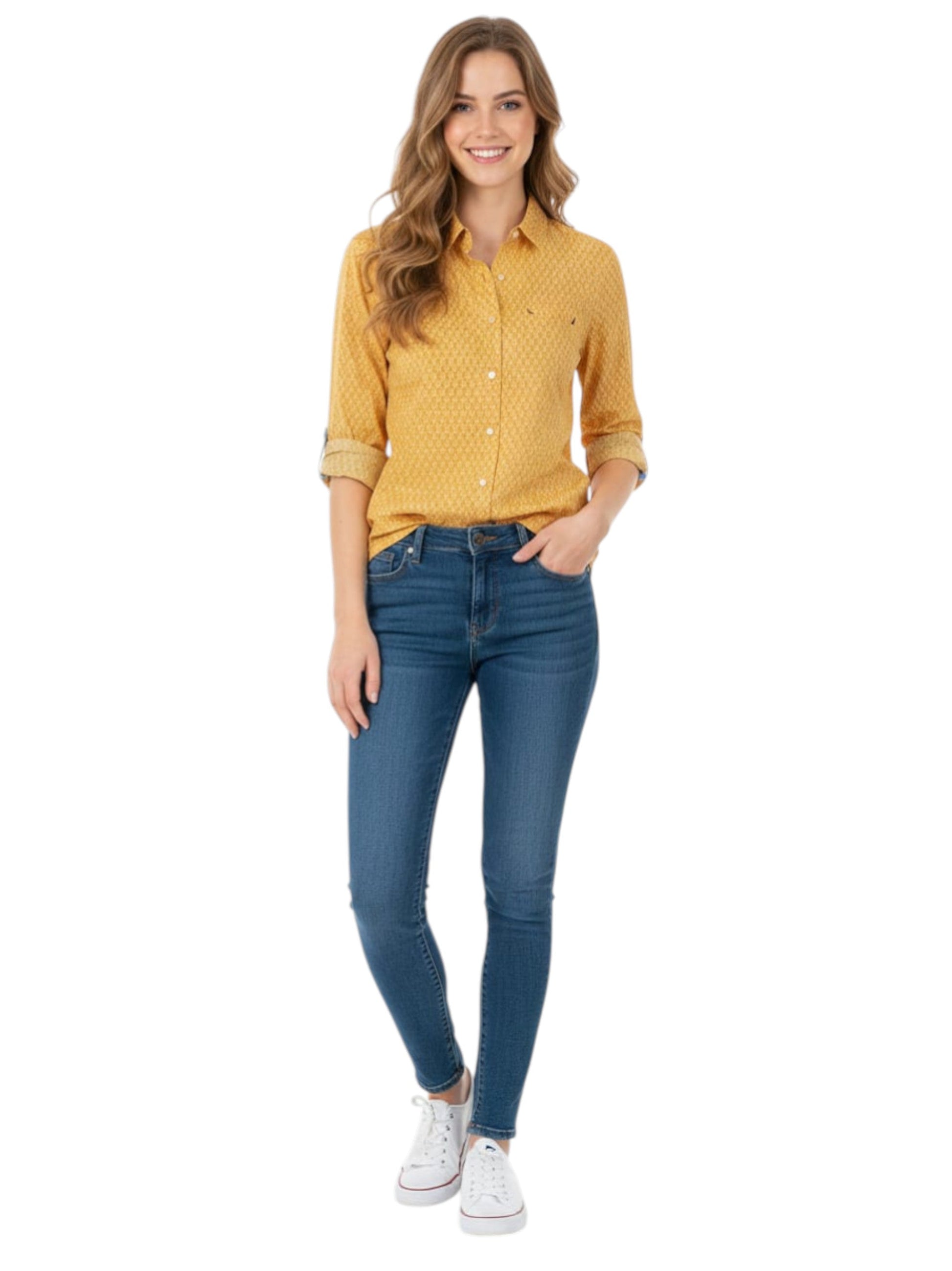 Women's Printed Chemise,Yellow