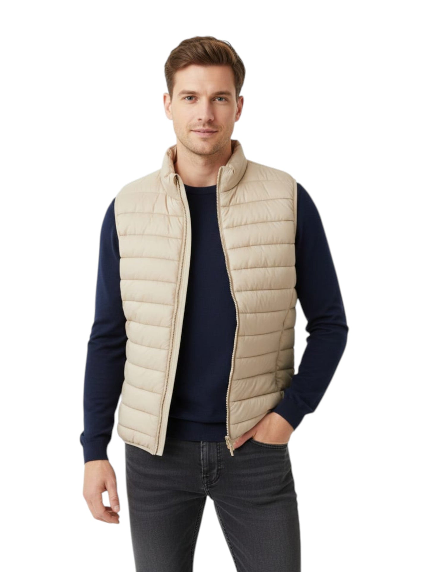 Men's Quilted Vest,Beige