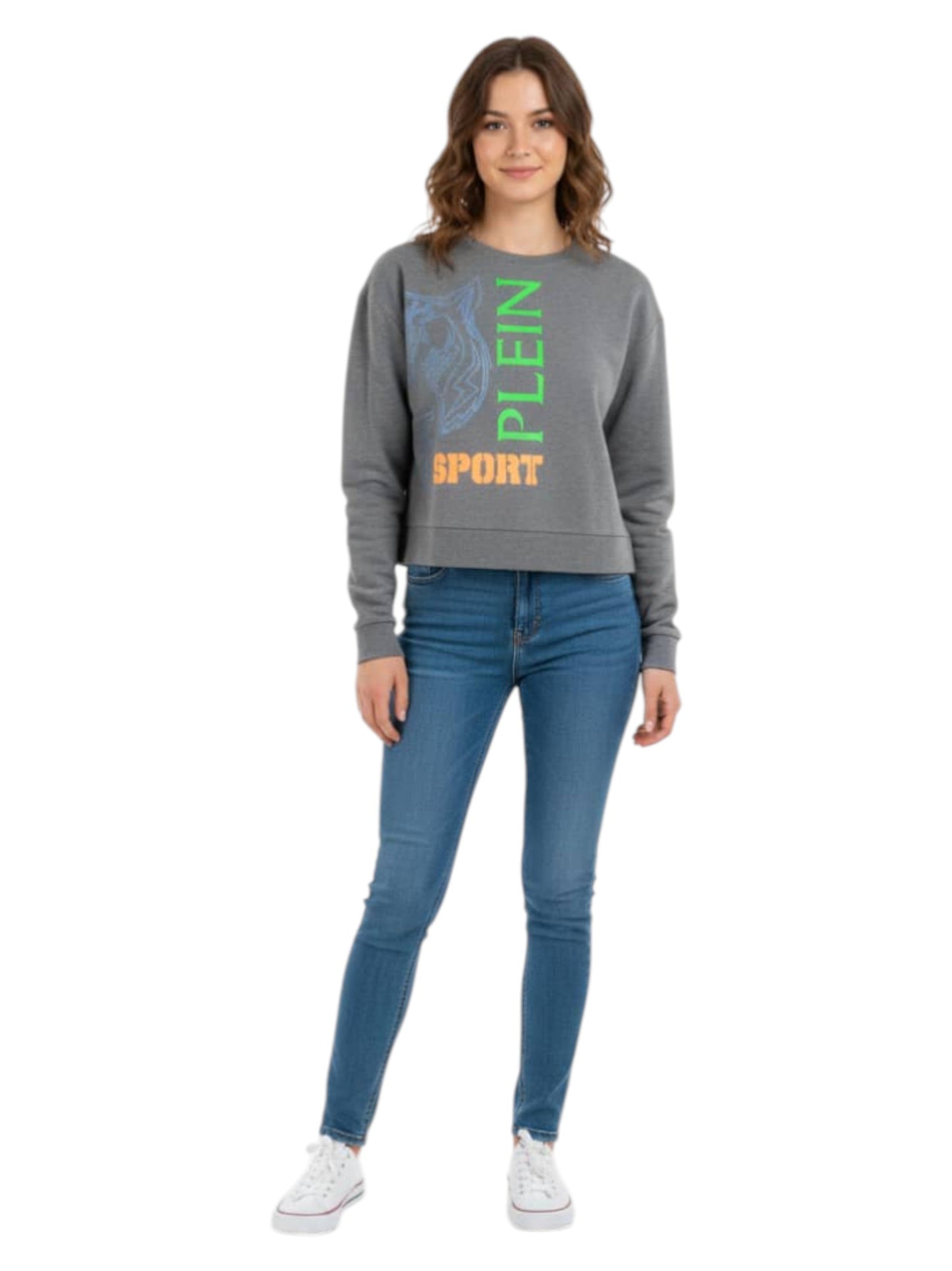 Women's Brand Logo Printed Top,Grey