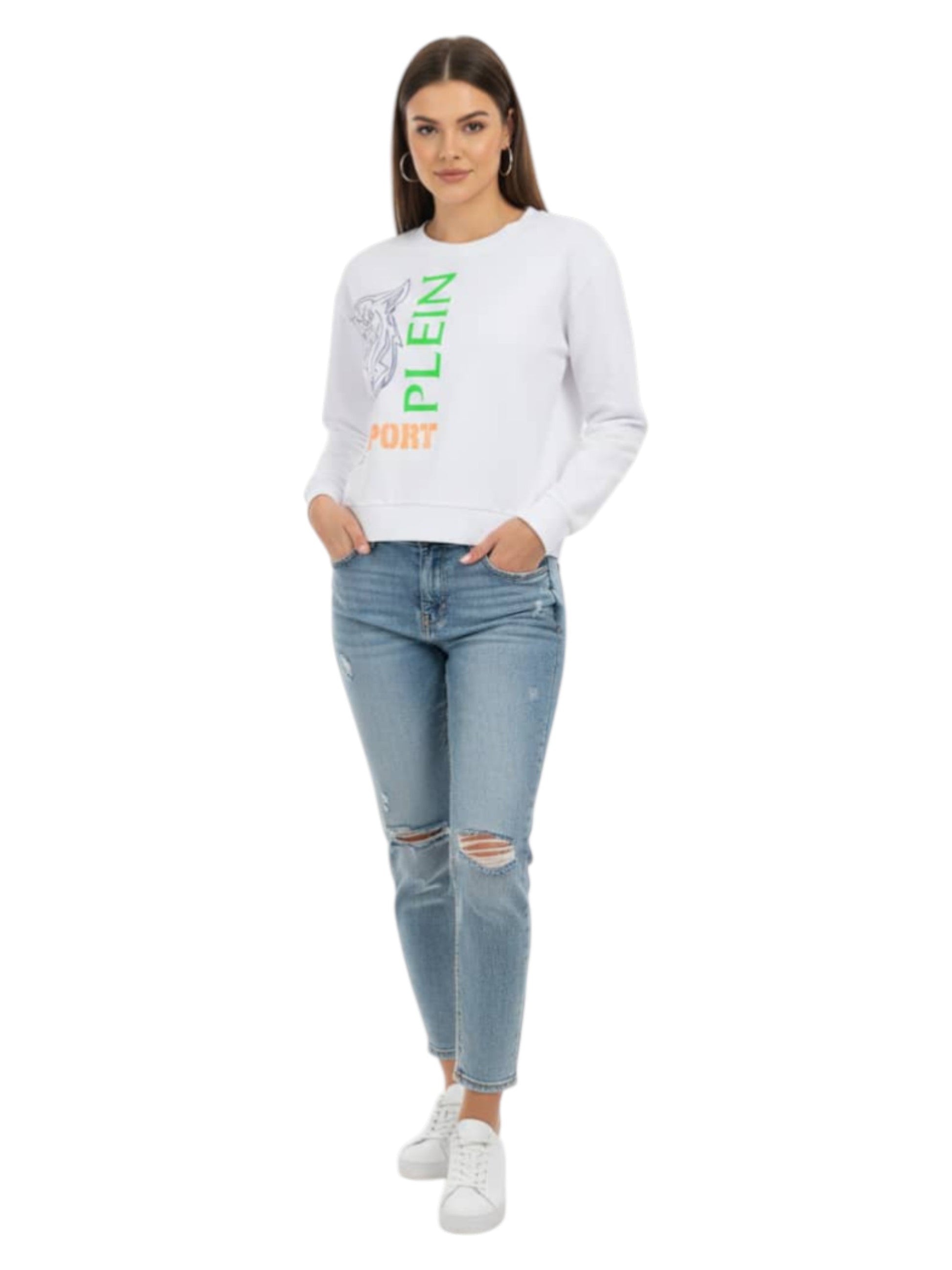 Women's Brand Logo Printed Sweaters,White