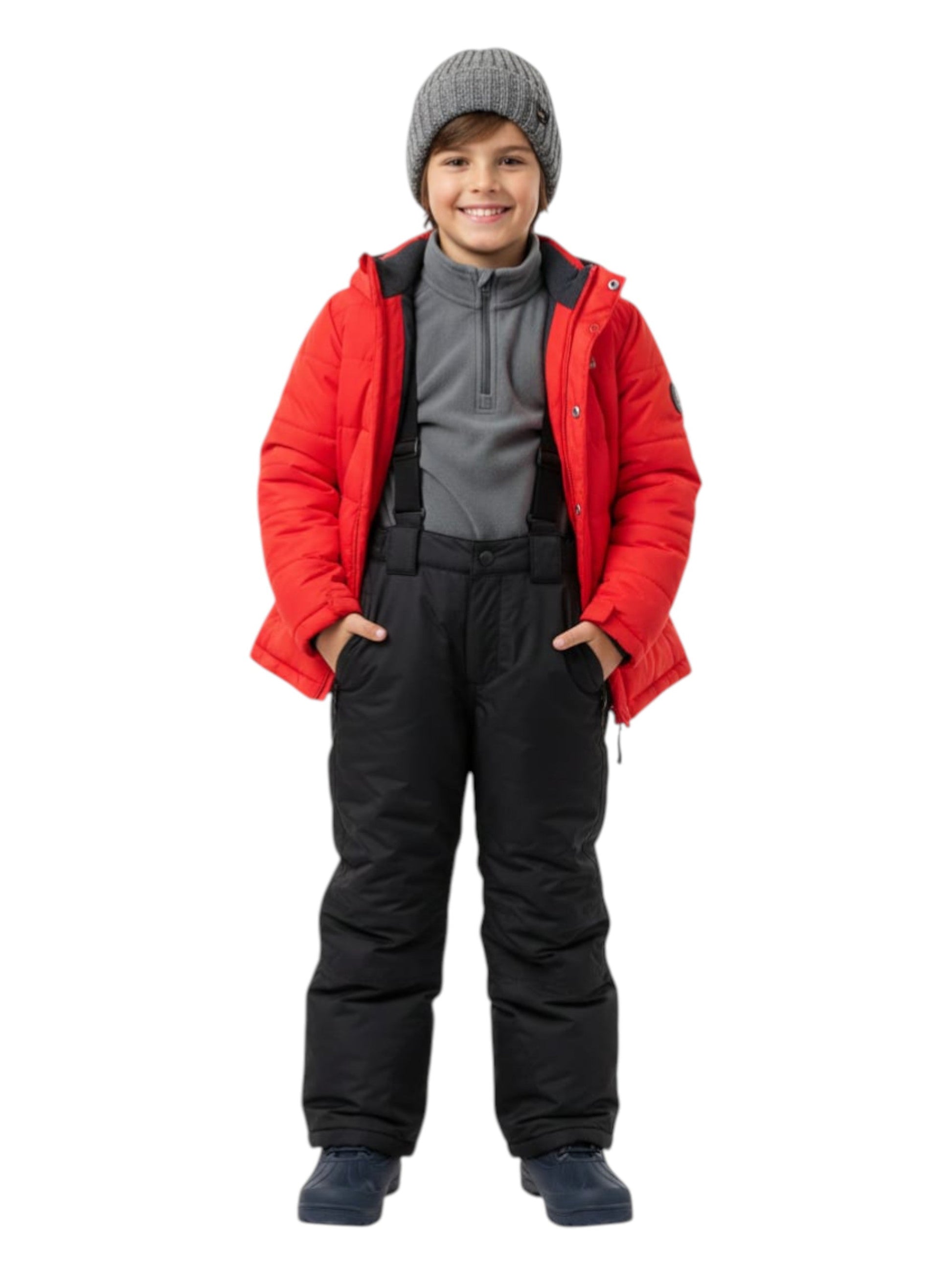 Kids Boy's Plain Solid Ski Pant,Black