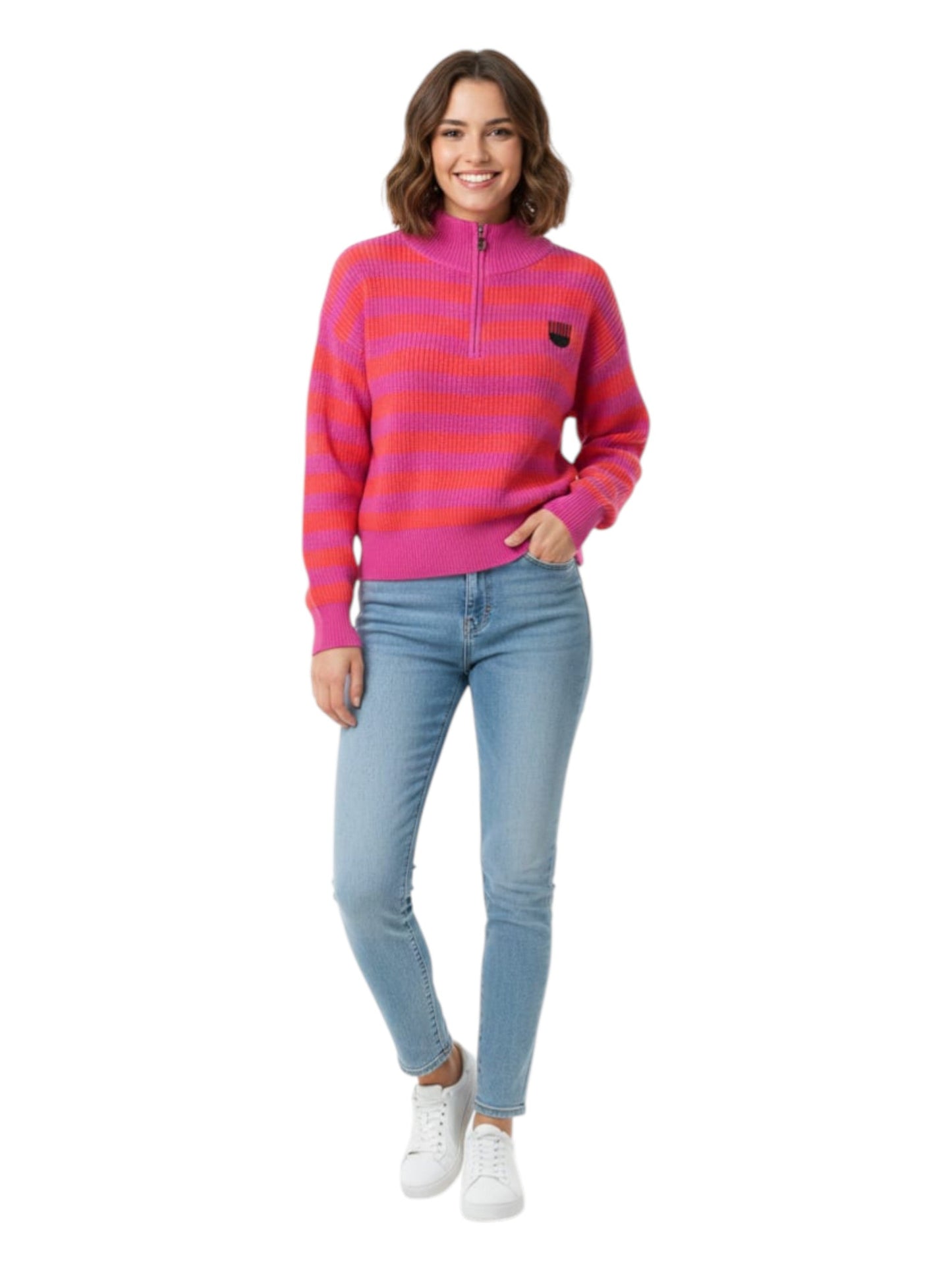 Women's Knitted Sweaters,Pink/Orange