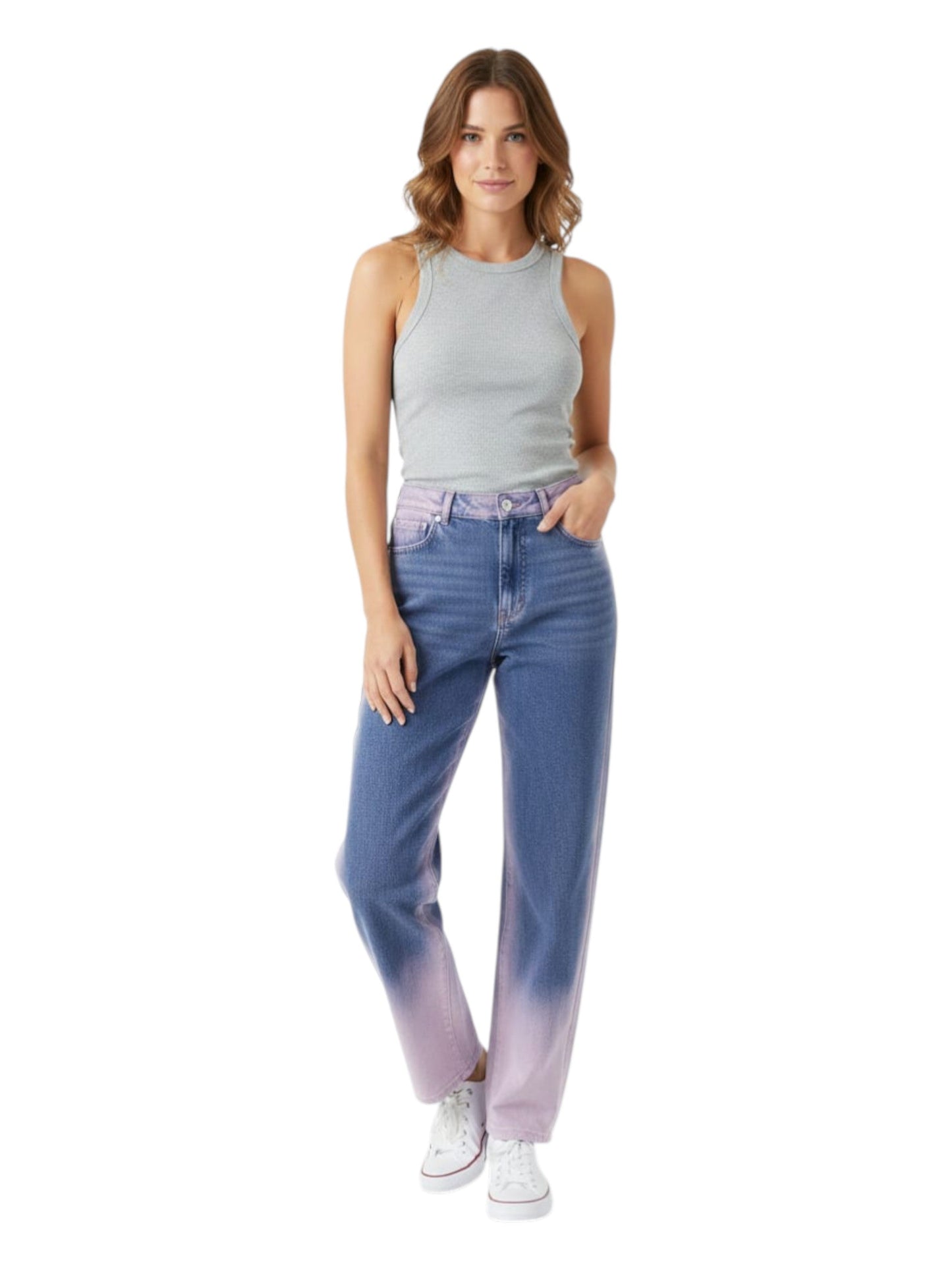 Women's Colorblocked Jeans,Blue/Purple