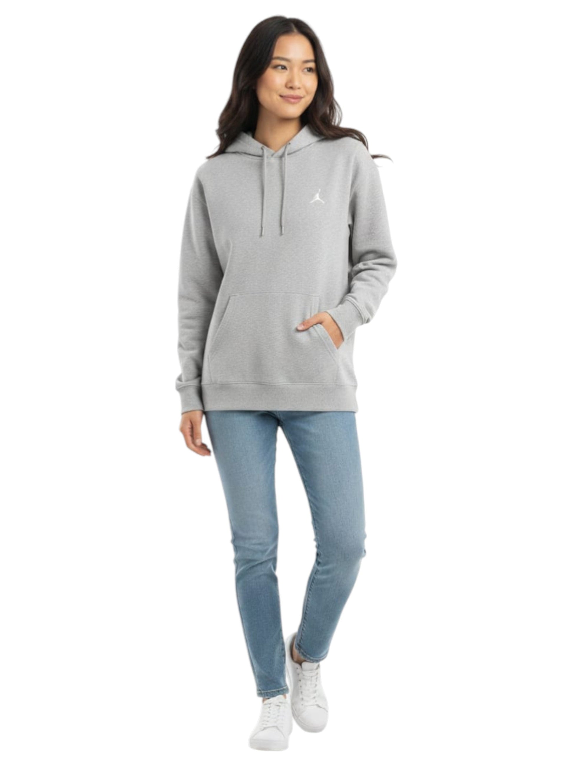 Women's Plain Solid Hoodie,Light Grey