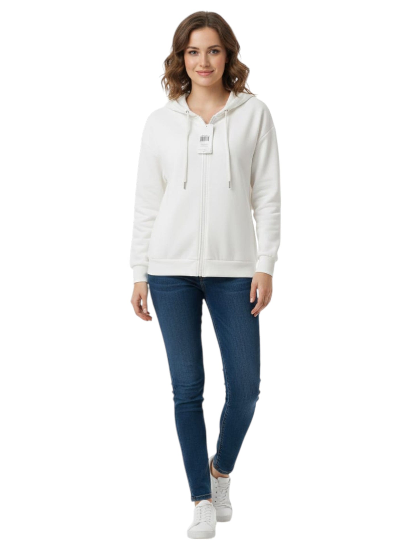 Women's Plain Solid Hoodie,White