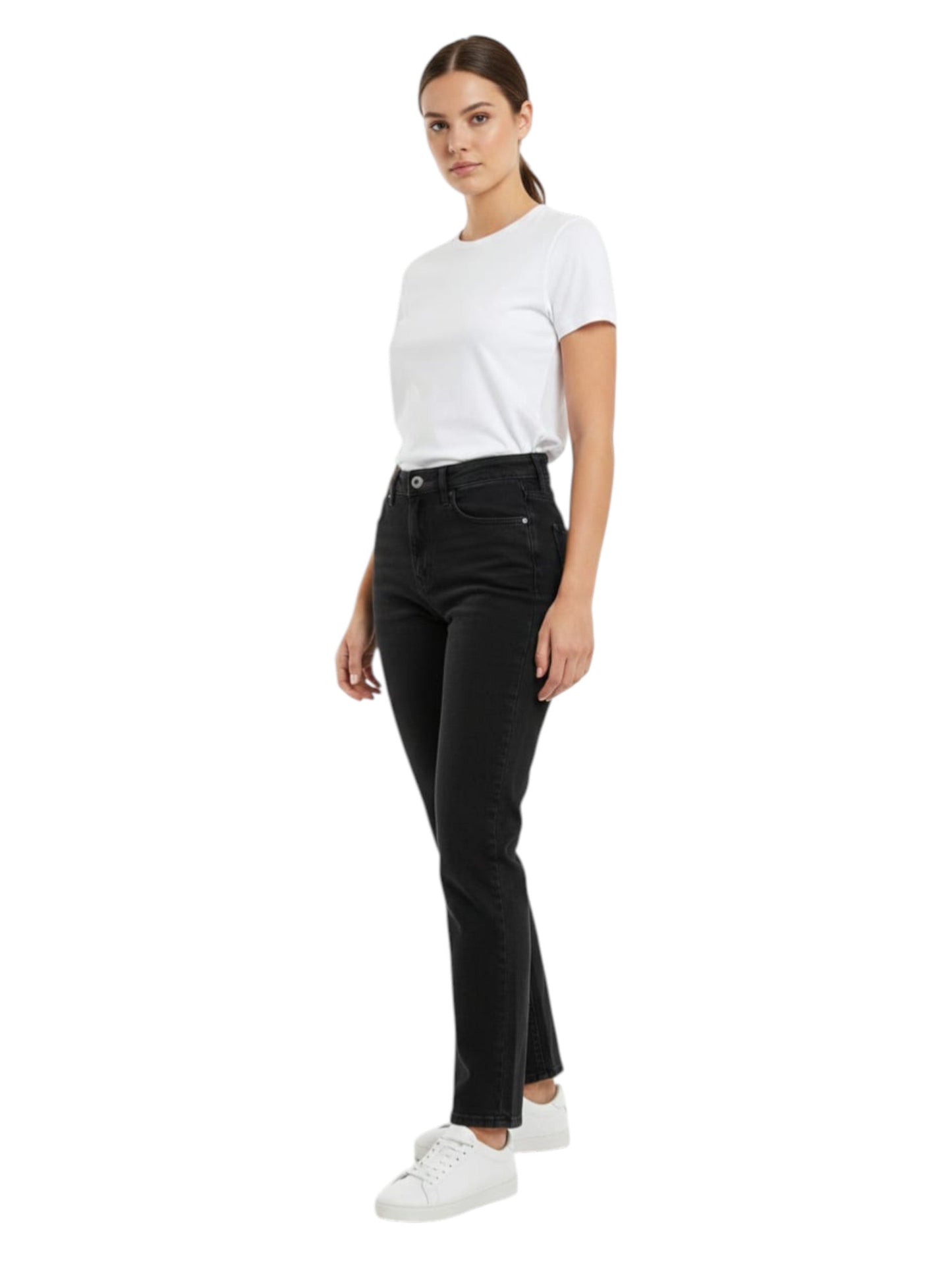 Women's Plain Solid Jeans,Black