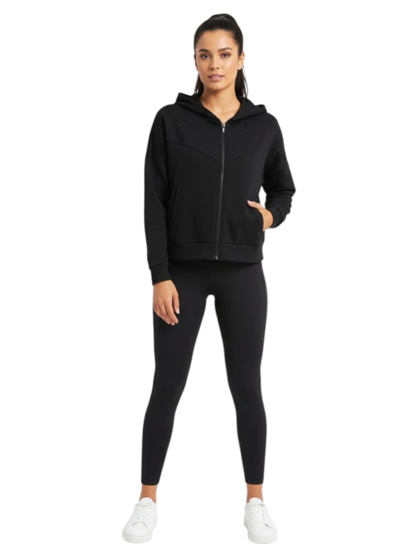Women's Plain Solid Hoodie,Black