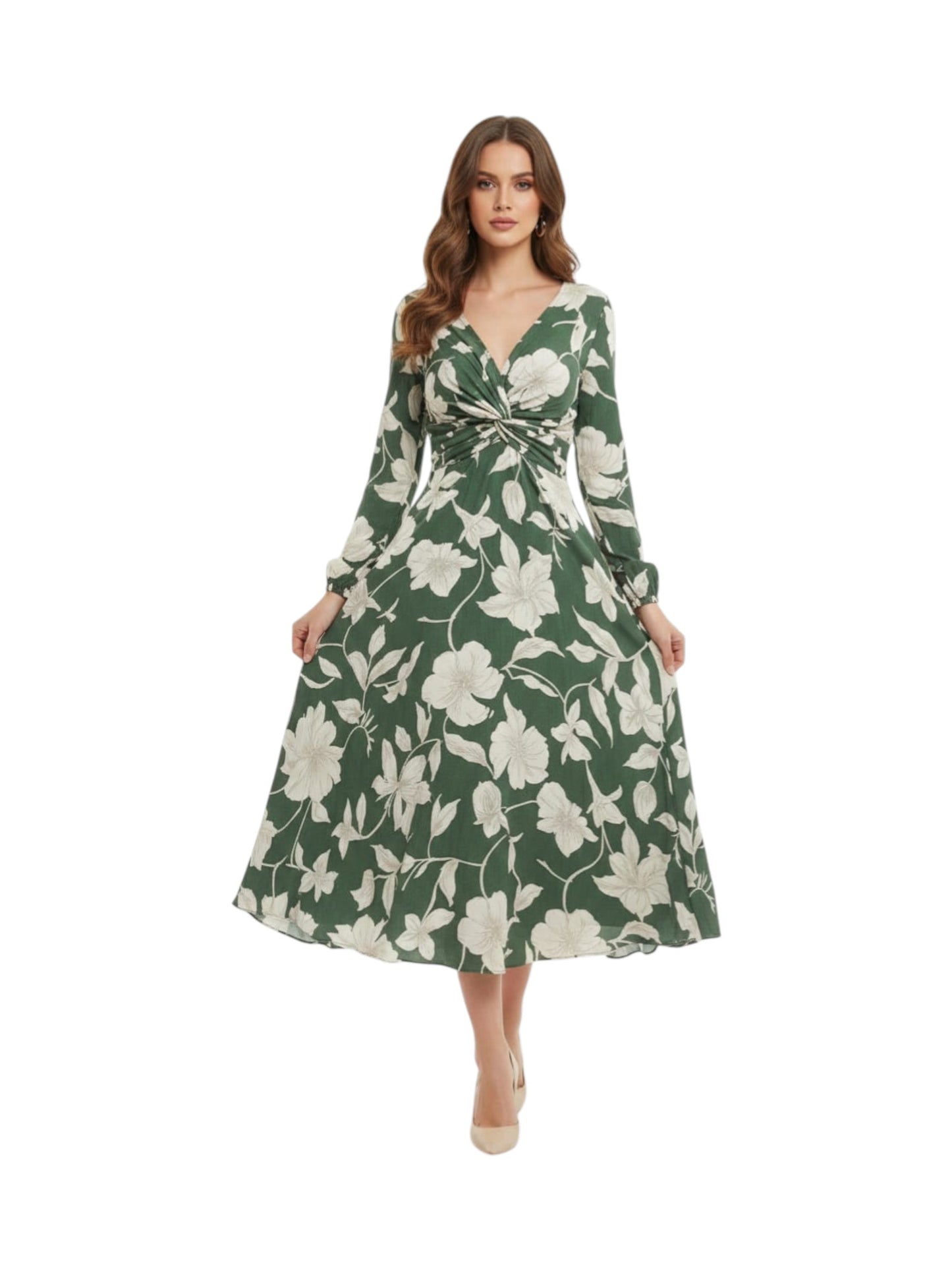 Women's Floral Printed Dress,Green