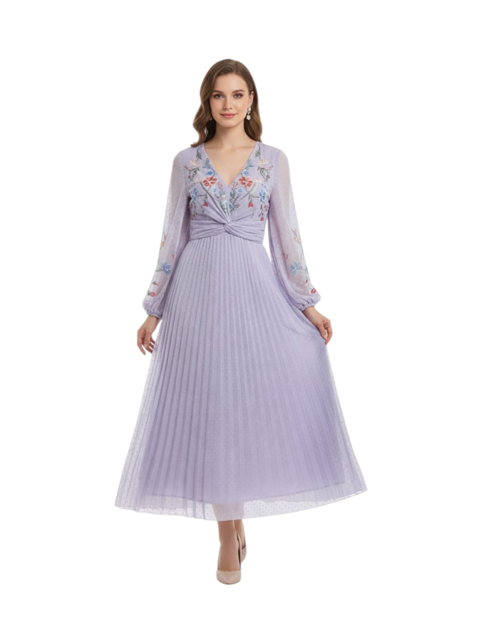 Women's Floral Printed Dress,Light Purple