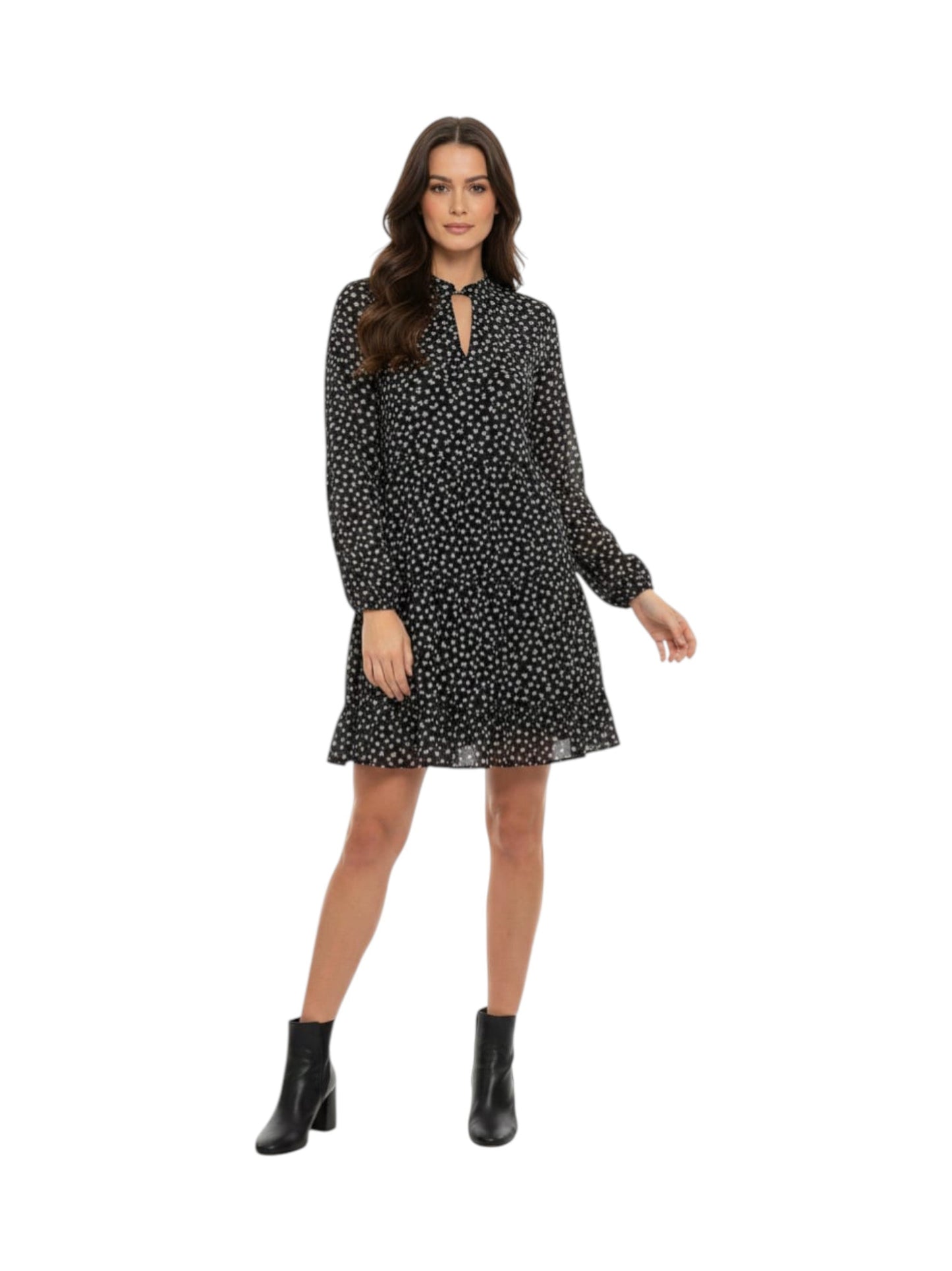 Women's Floral Printed Dress,Black