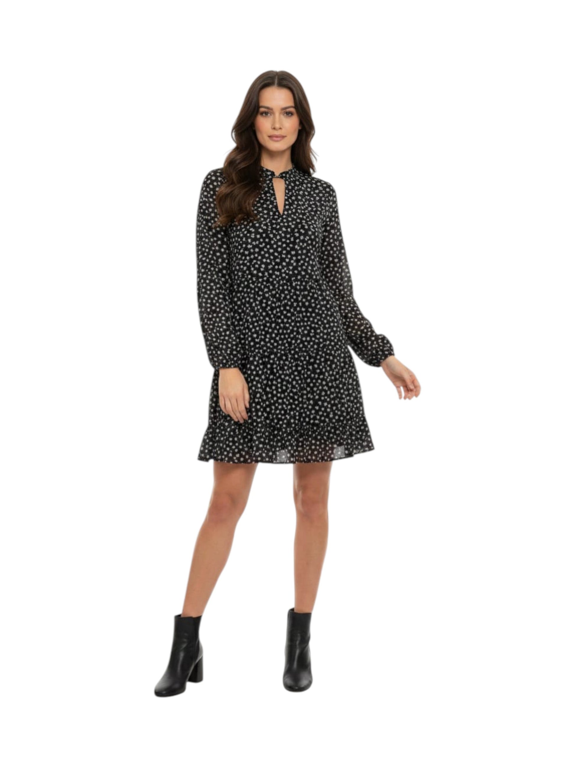 Women's Floral Printed Dress,Black