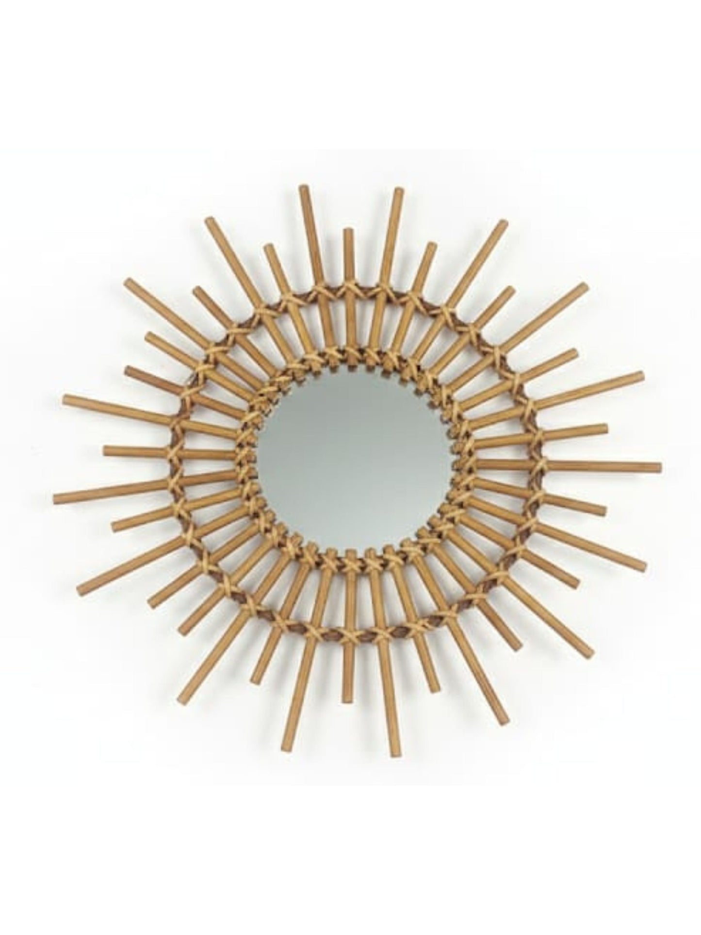 Wooden Rattan Mirror