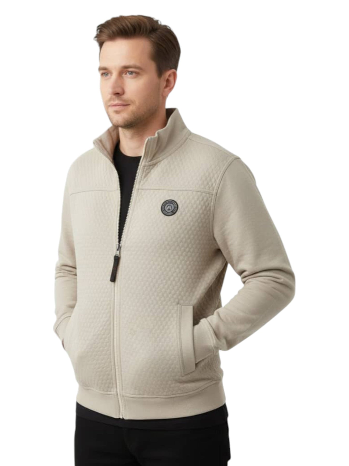 Men's Plain Solid Jacket,Light Beige