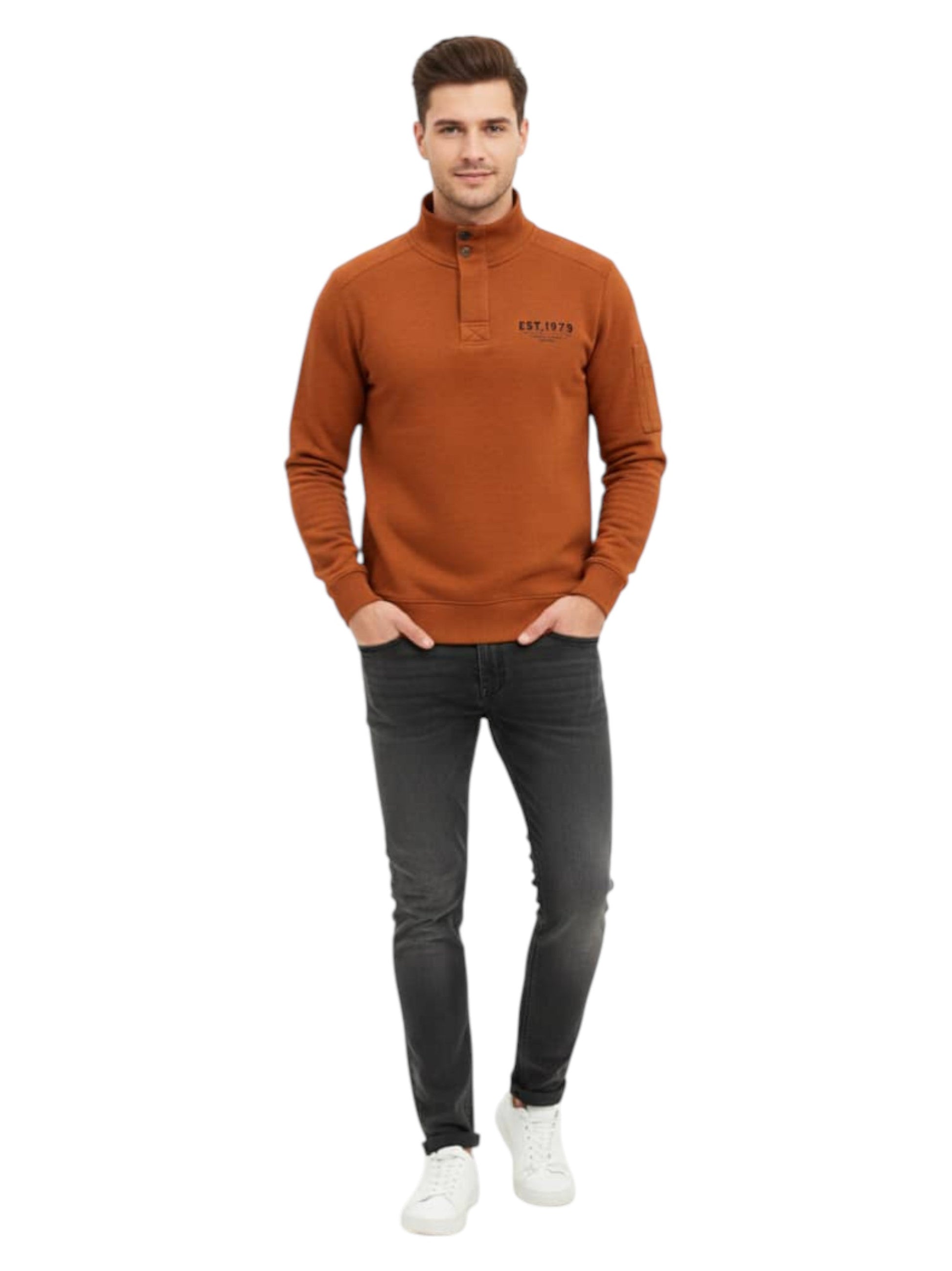Men's Plain Solid Sweaters,Brown