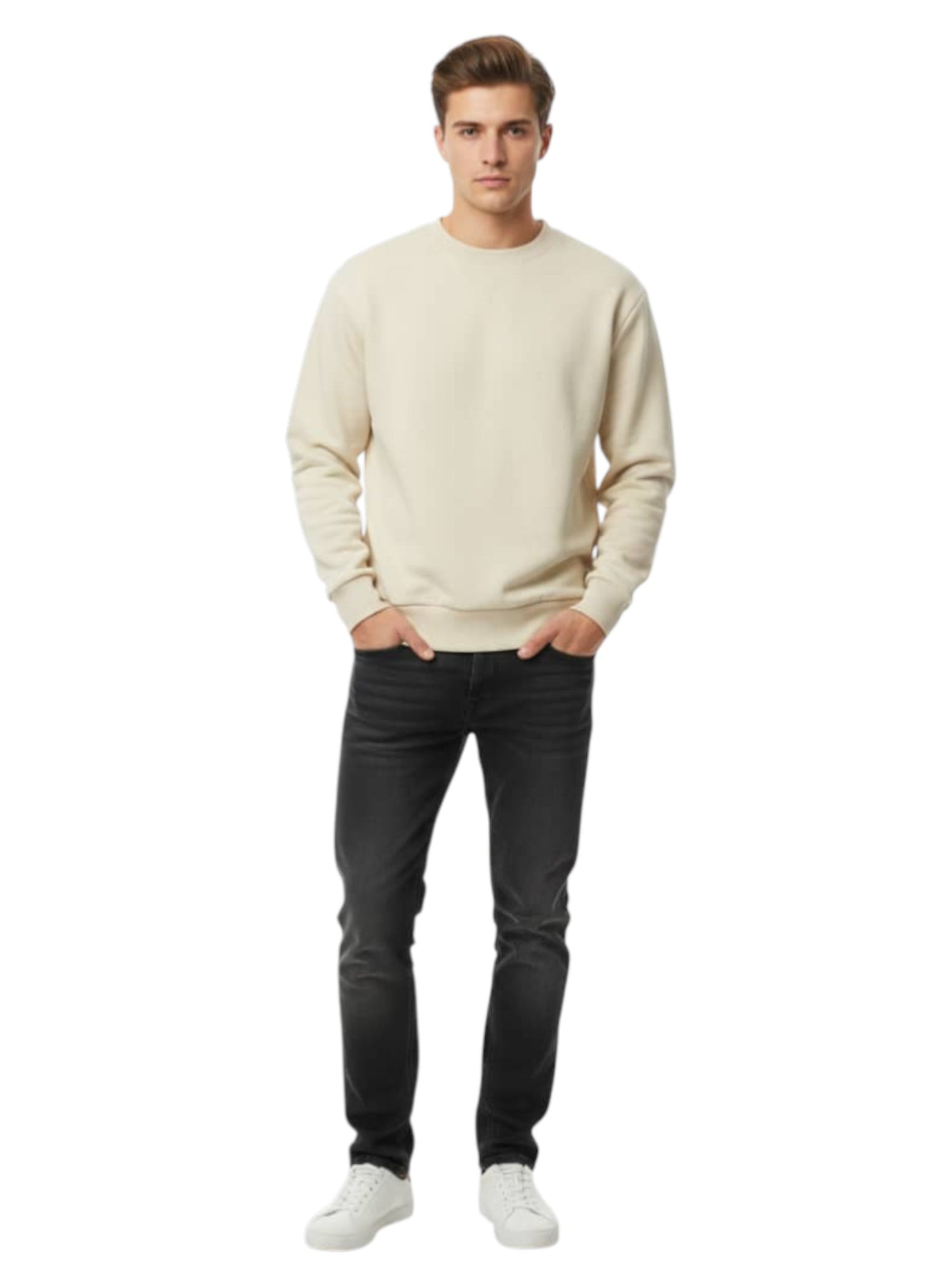 Men's Plain Solid Sweaters,Light Beige