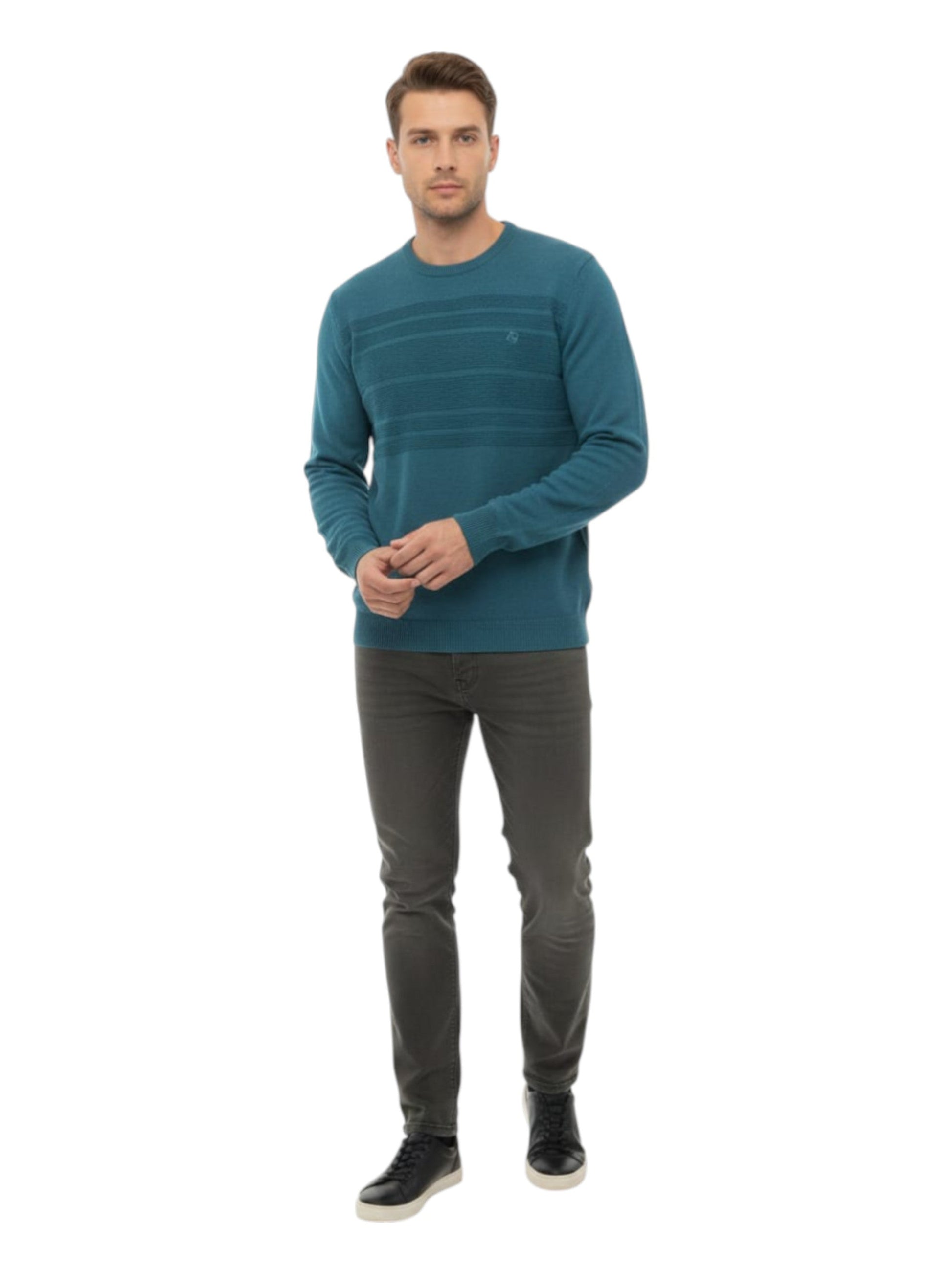 Men's Textured Sweaters,Dark turquoise